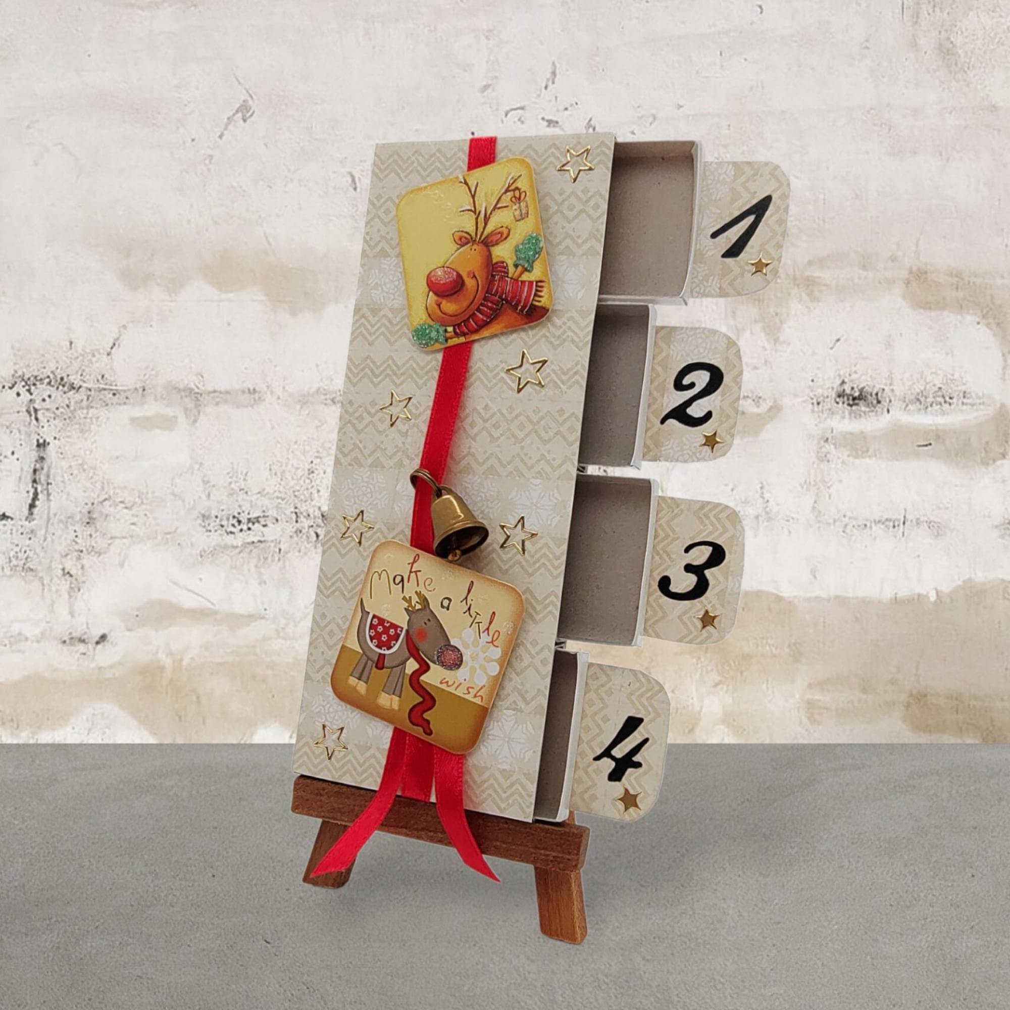 Adventskalender zum Befüllen aus 4 Streichholzschachteln Upcycling kleine Adventsgeschenke Geldgeschenk Weihnachten Mitbringsel #613960800
