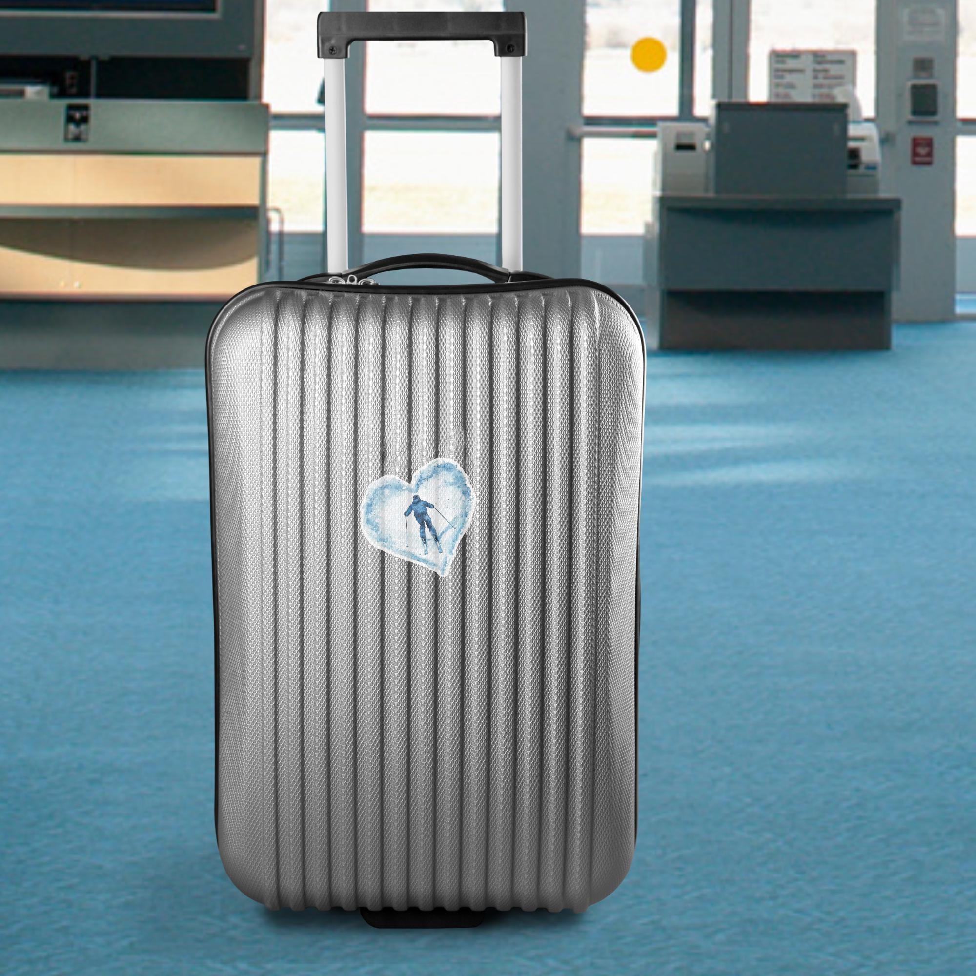 Kofferaufkleber, Aufkleber, Reiseaufkleber für Skiurlaub, großer Koffer Sticker  - 3 Aufkleber zur Auswahl in Weiß oder Transparent  #SEG8