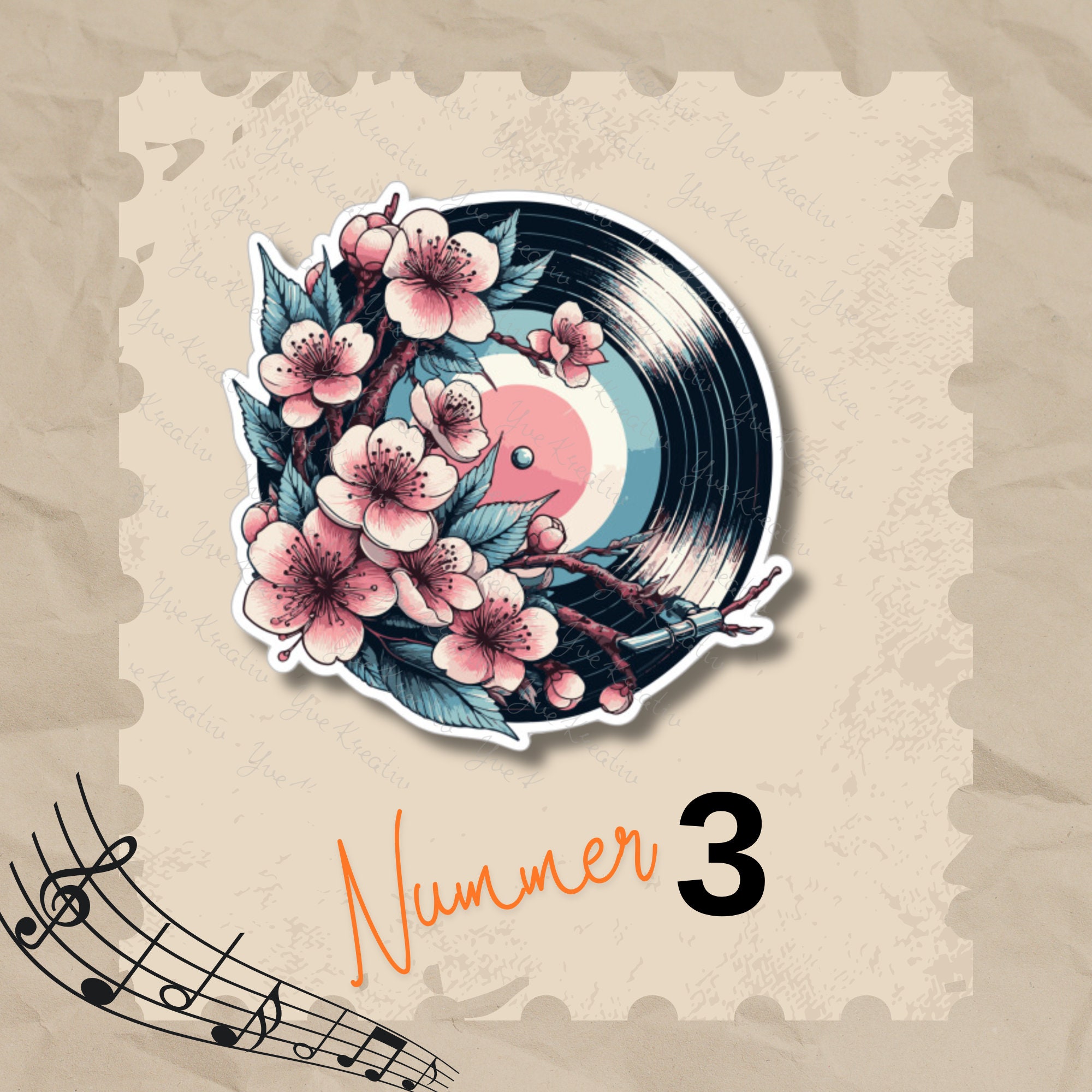 Großer Aufkleber, Musik LP Sticker, großer Koffer Sticker, Kofferaufkleber  - 3 Aufkleber zur Auswahl in Weiß oder Transparent  #SEG8