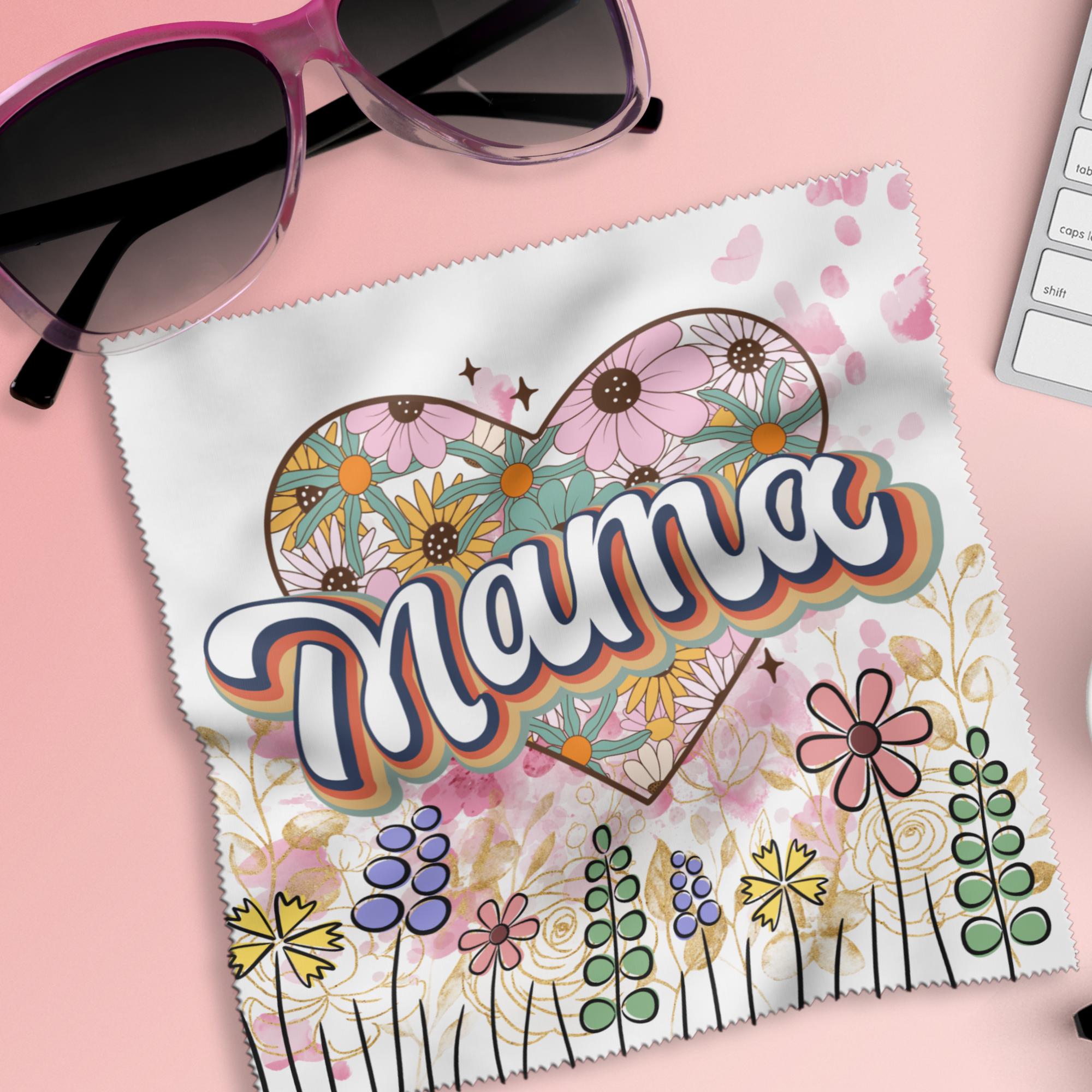 Geschenk Mama Brillenputztuch Muttertag bedrucktes Mikrofasertuch für Brillen Kameratuch Brillentuch für Displays Objektive Muttertag #MU10