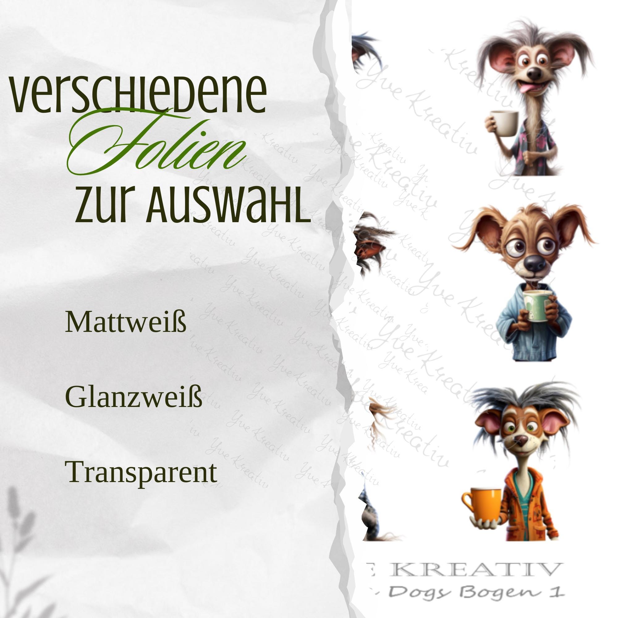 2 Stickerbogen SET Kaffee Hunde Aufkleber Sticker Kaffeeliebhaber | Sticker Set zur Auswahl in Weiß - Transparent - Matt - Glanz #SBA6