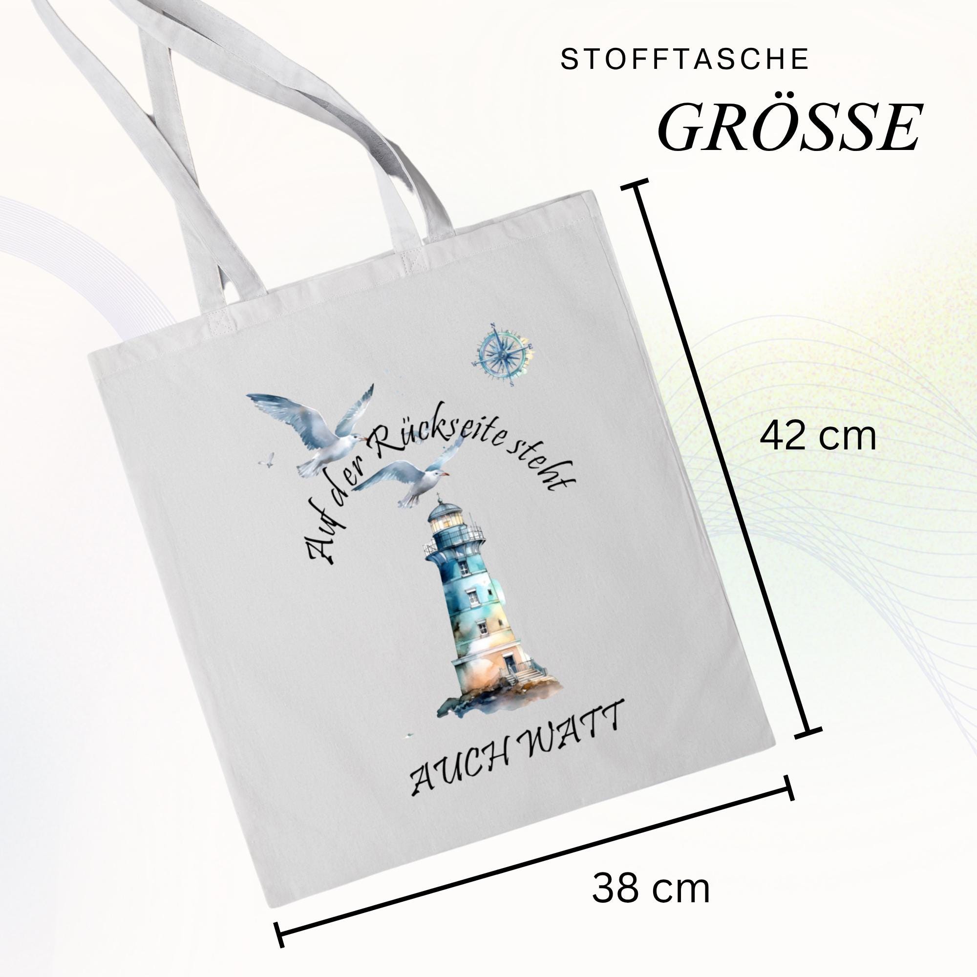 Stofftasche Maritim Stoffbeutel Leuchtturm Einkaufstasche Urlaub Tragetasche Reise Urlaubstasche Reisegeschenk beidseitig bedruckt #STSUB