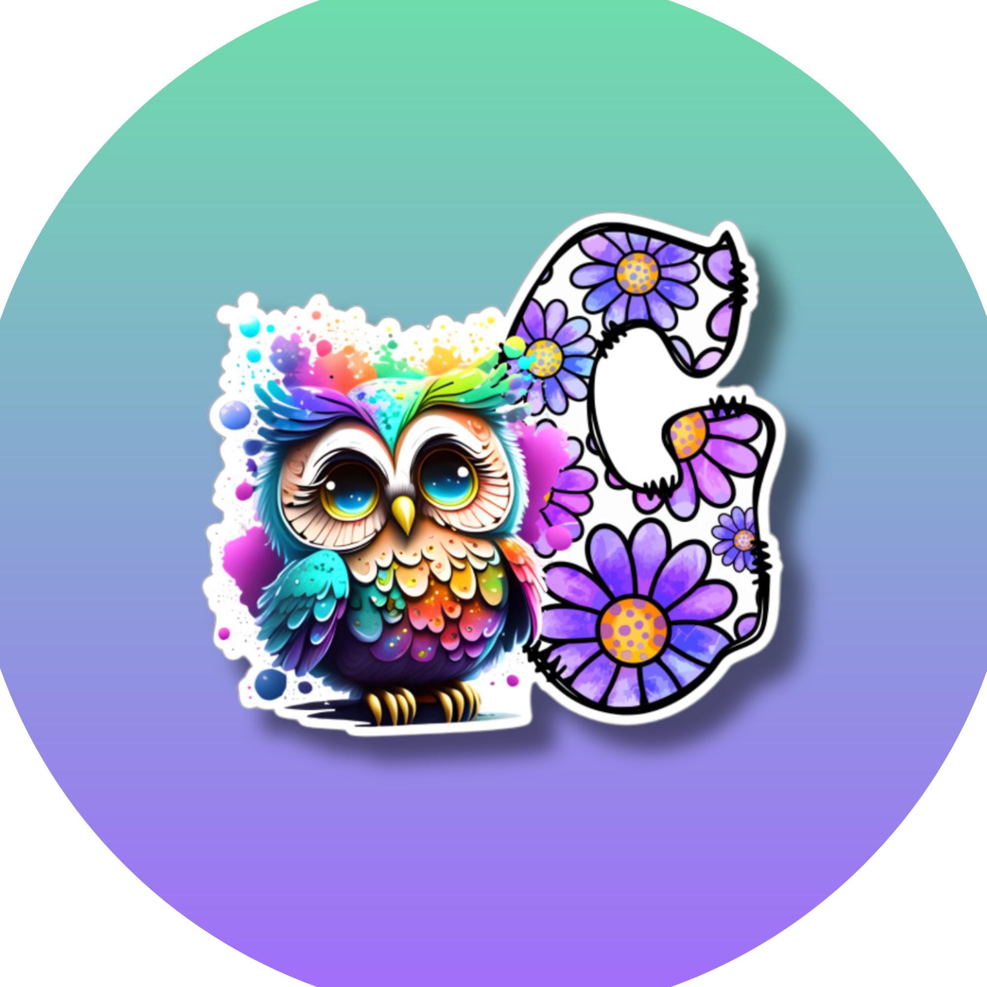 Großer Aufkleber, ABC Sticker, Eule, Uhu, Blumen zur Auswahl in Weiß oder Transparent #SEG8 Großer Aufkleber, ABC Sticker, Eule, Uhu, Blumen zur Auswahl in Weiß oder Transparent #SEG8