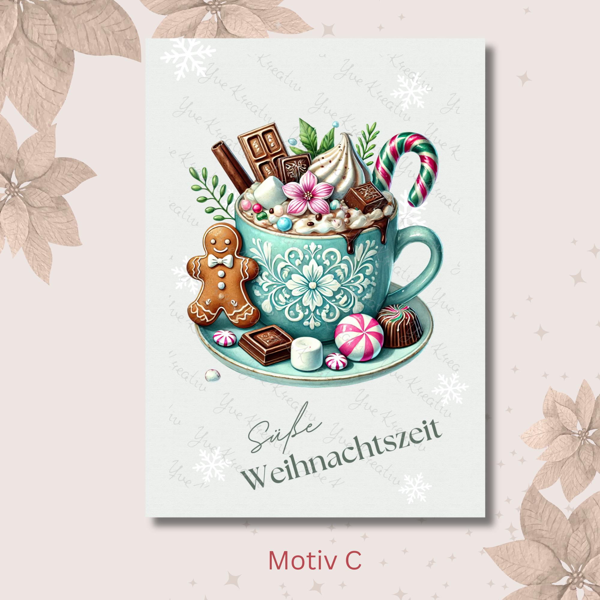 Postkarte ,Weihnachtskarte, Grußkarte 3 Kartenmotive zur Auswahl, Geschenkkarte, Weihnachtsgruß  #PHO