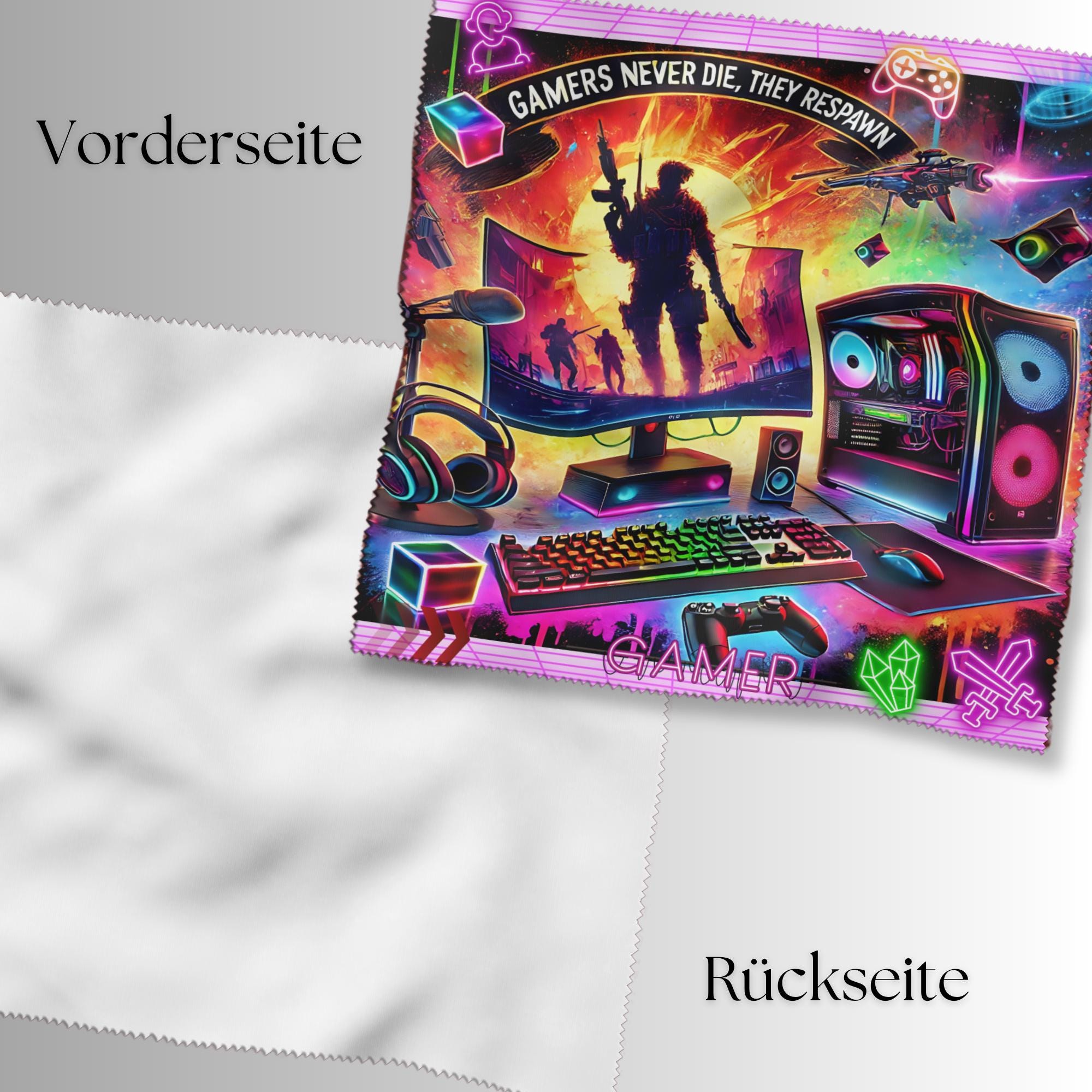 Brillenputztuch Geschenk Gamer PC Spieler bedrucktes Mikrofasertuch für Brillen Tuch für Displays Objektive #AL47 Brillenputztuch Geschenk Gamer PC Spieler bedrucktes Mikrofasertuch für Brillen Tuch für Displays Objektive #AL47
