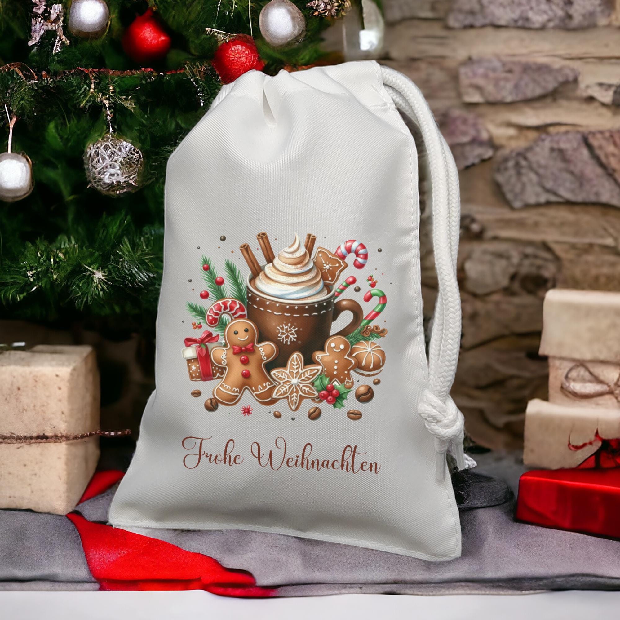 Geschenksäckchen, Weihnachtsgeschenkbeutel, Stoffsäckchen, Stofftasche, Stoffbeutel, Verpackung, Geschenkverpackung  #GSSUB