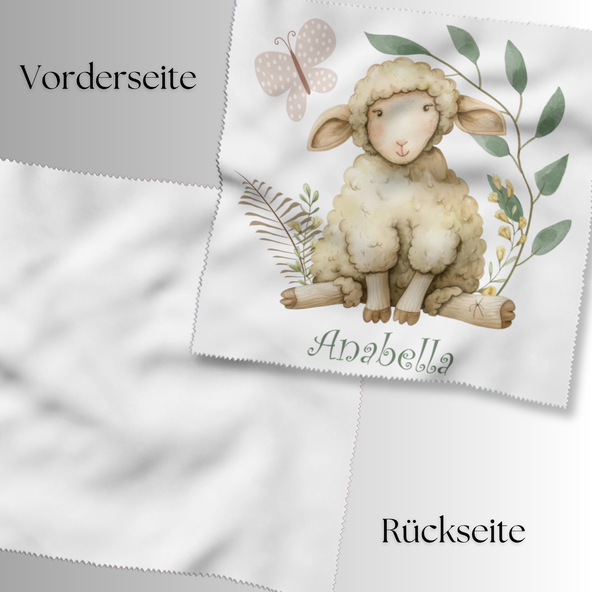 Brillenputztuch personalisiertes Geschenk für Sie bedrucktes Mikrofasertuch für Brillen Displays Schaf Mitbringsel mit Namen #TI38P