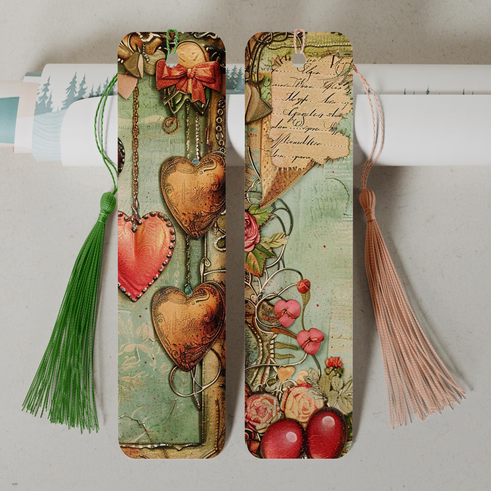 Lesezeichen aus Aluminium Geschenk zum Geburtstag Valentinstag Bücher Bookmark - 2 Motive zur Auswahl  #LEALU
