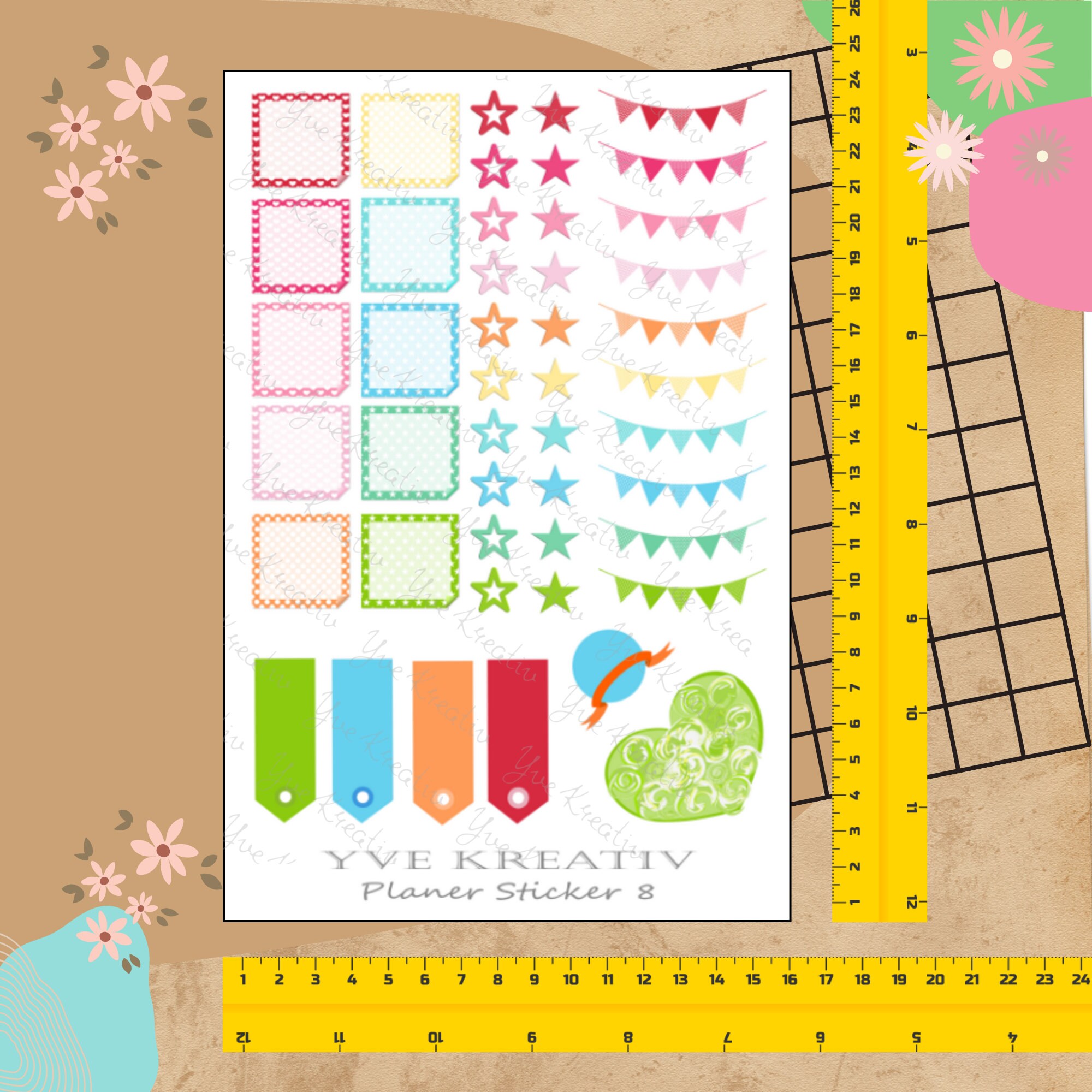Sticker Planer 40 Aufkleber Sticker Bogen Set Stickerbogen  -  Wochenplaner Kalender Bullet Journaling  #SBA5