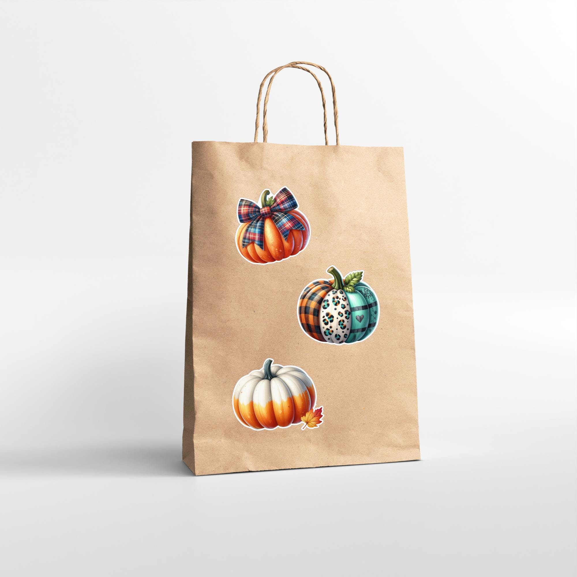 Kürbis Aufkleber Halloween Sticker großer Geschenkaufkleber Herbst Koffersticker - 3 Aufkleber zur Auswahl in Weiß oder Transparent  #SEG8
