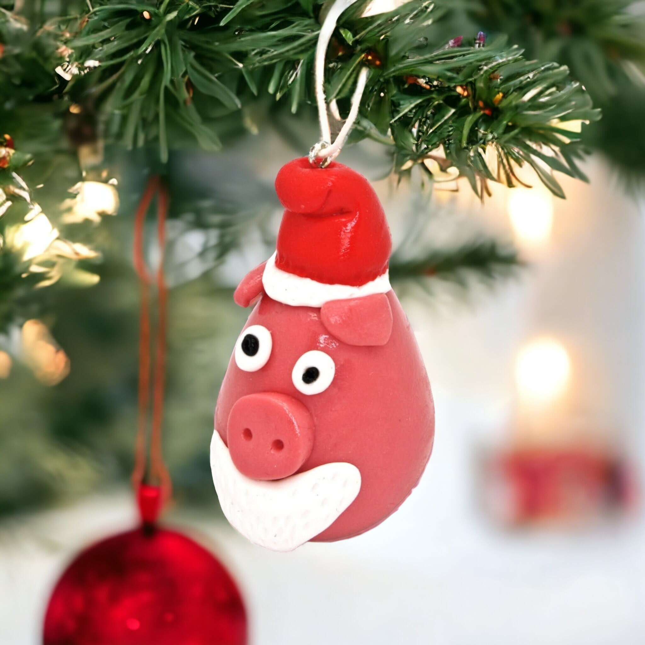 Weihnachtsbaum Anhänger "Weihnachtsschwein", Ornament handmodeliert, Christbaumschmuck, Geschenkanhänger  #613960856