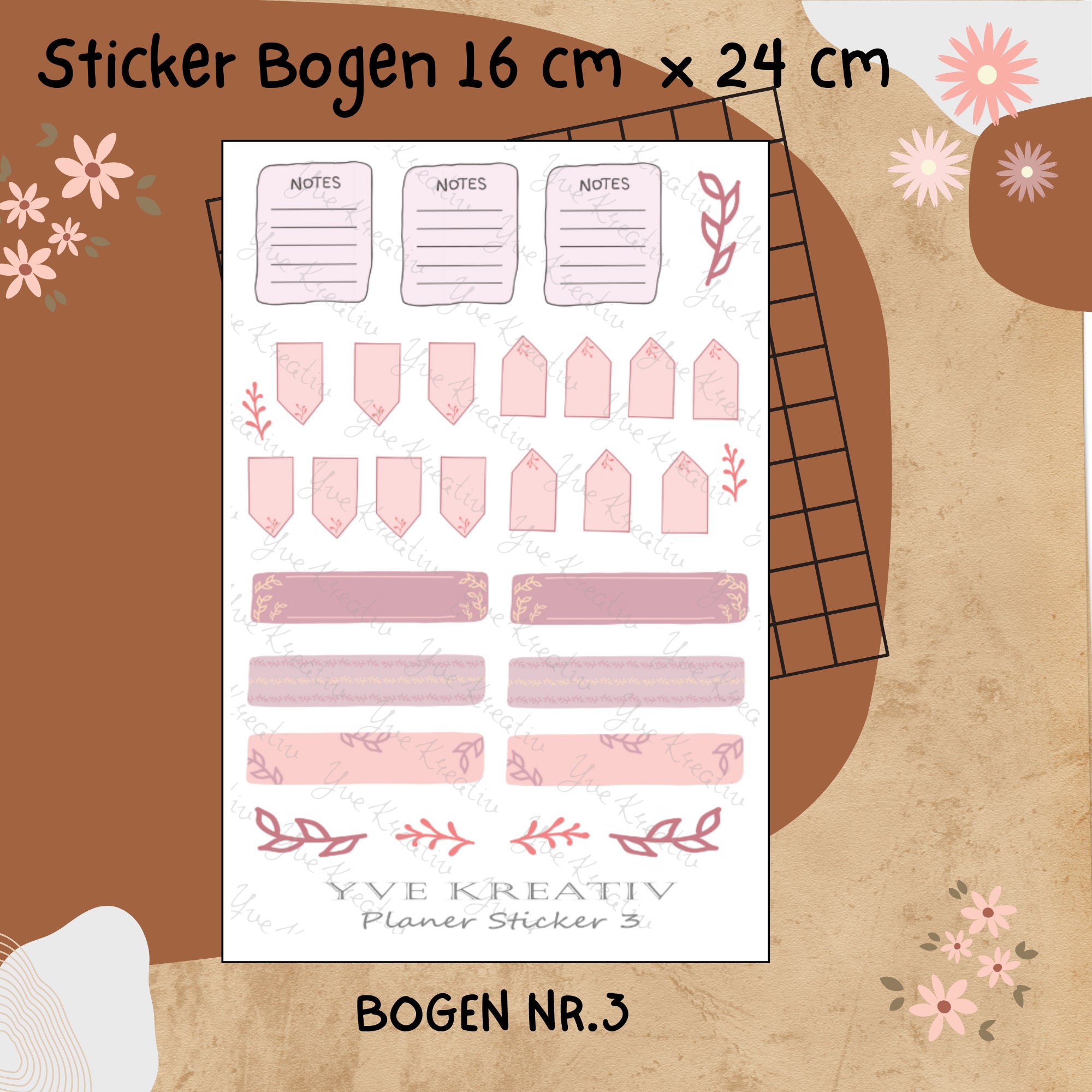 Sticker Planer 30 Aufkleber Sticker Bogen Set Stickerbogen  -  Wochenplaner Kalender Bullet Journaling #SBA5