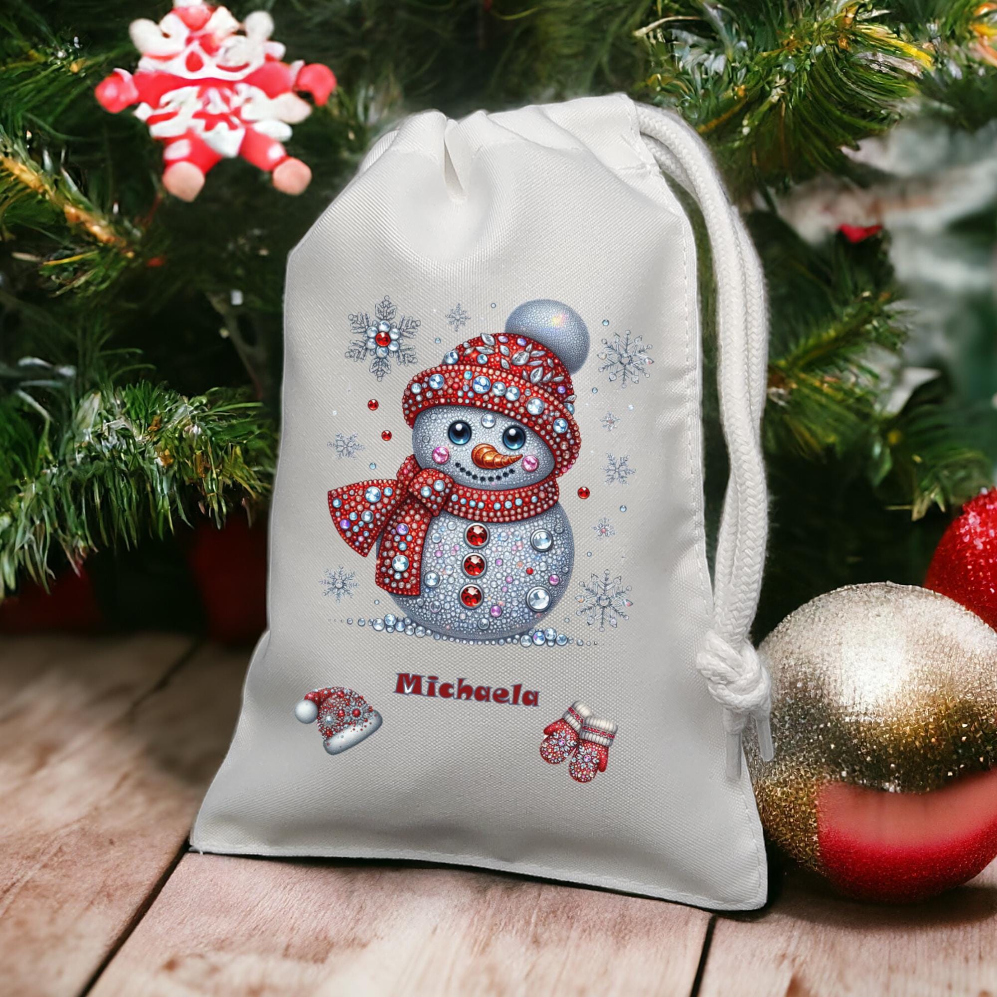 Geschenksäckchen personalisiert mit Namen, Weihnachtsgeschenkbeutel, Stoffsäckchen, Stofftasche, Stoffbeutel, Geschenkverpackung  #GSSUB