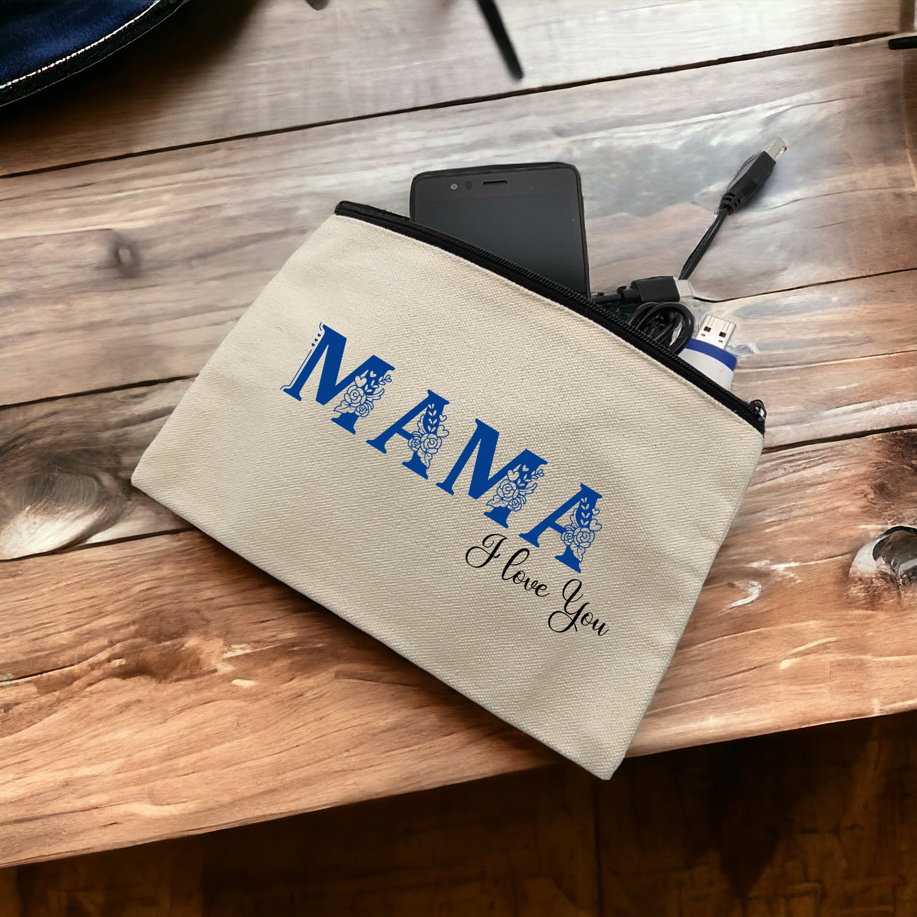 Federmäppchen, Mäppchen für Mama, Kosmetiktasche, kleiner Stoffbeutel mit Reißverschluss, Geschenk Muttertag #FMBAUB Federmäppchen, Mäppchen für Mama, Kosmetiktasche, kleiner Stoffbeutel mit Reißverschluss, Geschenk Muttertag #FMBAUB