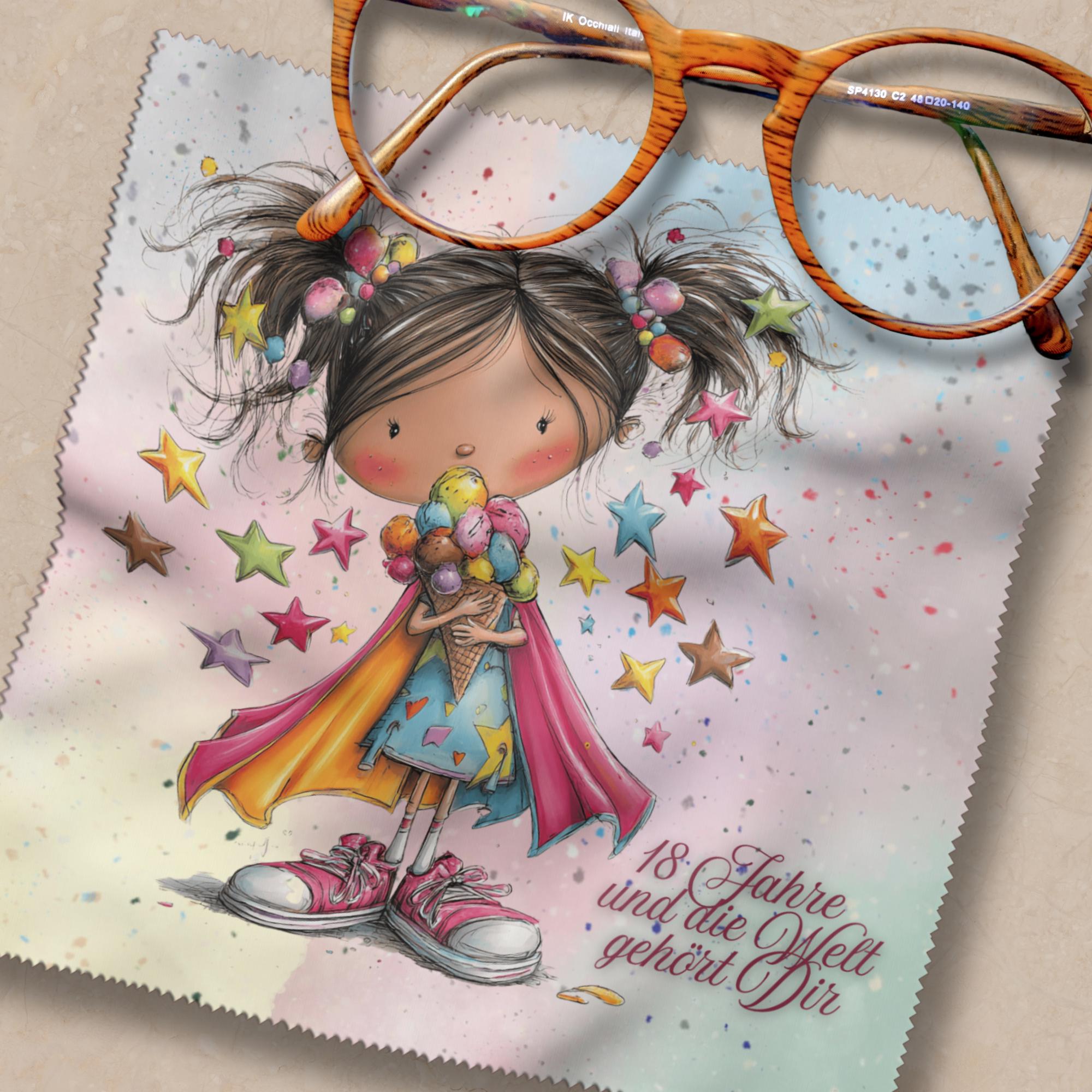 Brillenputztuch 18. Geburtstag Mädchen bedrucktes Mikrofasertuch für Brille Sonnenbrille Displays Handyputztuch Brillentuch Mikrofaser #AL86