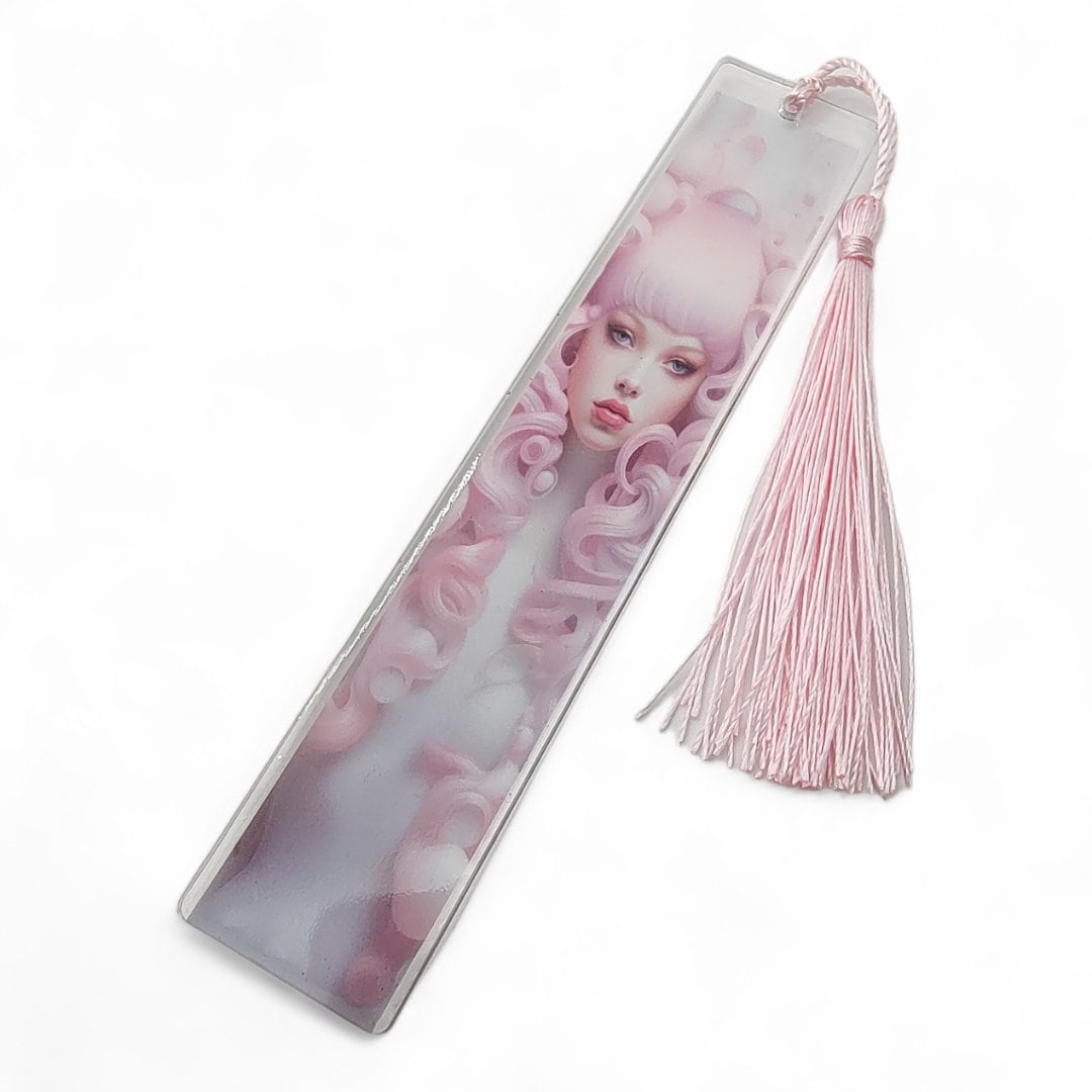Lesezeichen aus Epoxidharz durchsichtig - Motiv Pink Girl  #LEEPOX