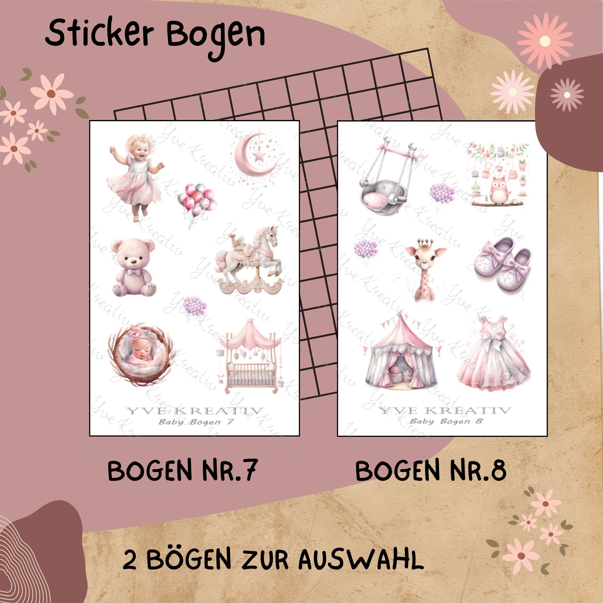 Stickerbogen "Baby Girl - Babyparty - Geburt" | Sticker Set - Aufkleber 2 Bögen zur Auswahl in Weiß - Transparent - Matt - Glanz  #SBA6
