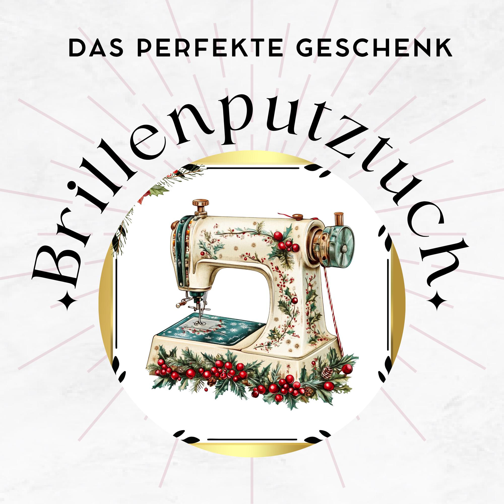 Brillenputztuch Nähmaschine Weihnachten Wichtelgeschenk Näherin Geschenk Schneider bedrucktes Mikrofasertuch für Brillen Display Handy #WE28