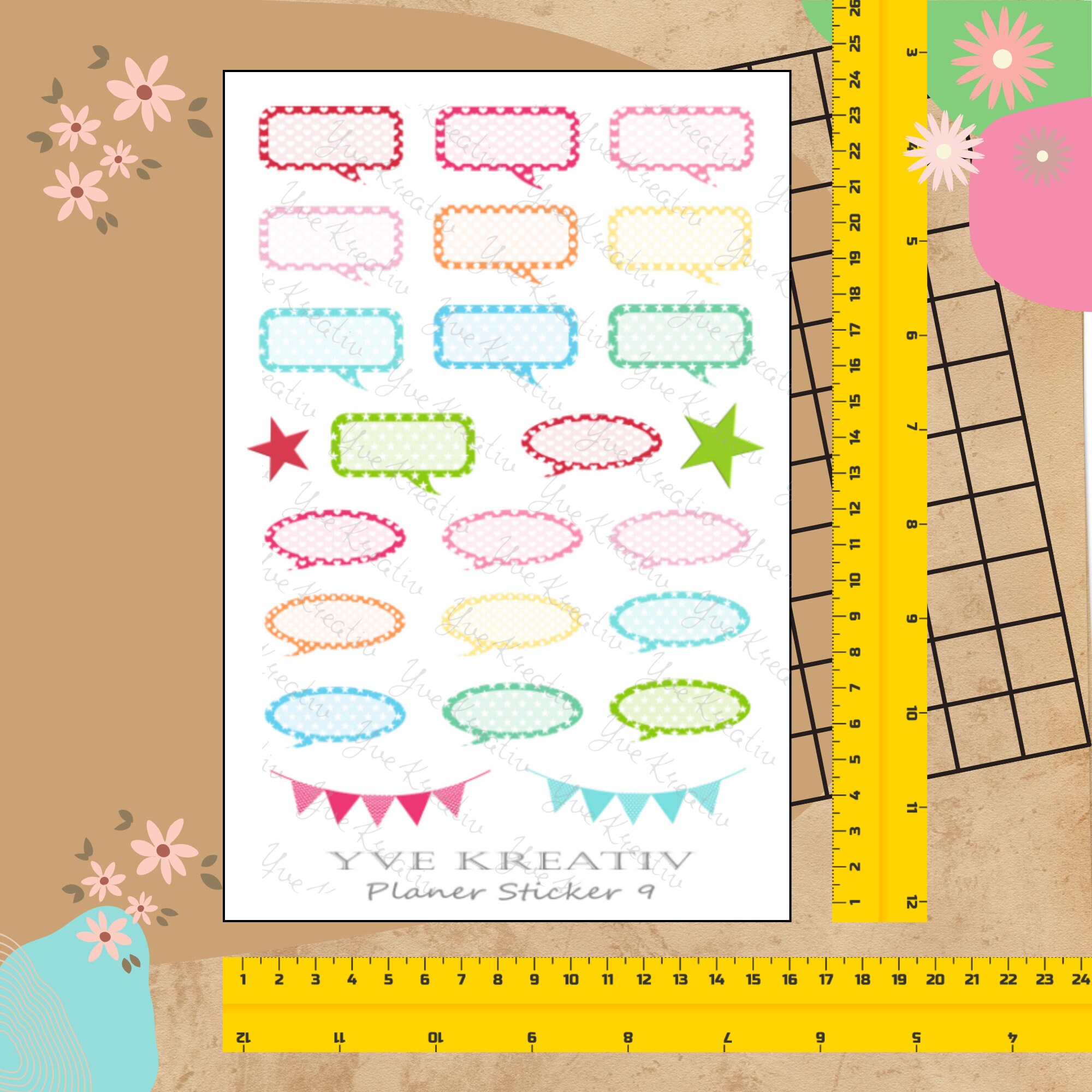 Sticker Planer | über 20 Aufkleber Sticker Bogen Set Stickerbogen  -  Wochenplaner Kalender Bullet Journaling