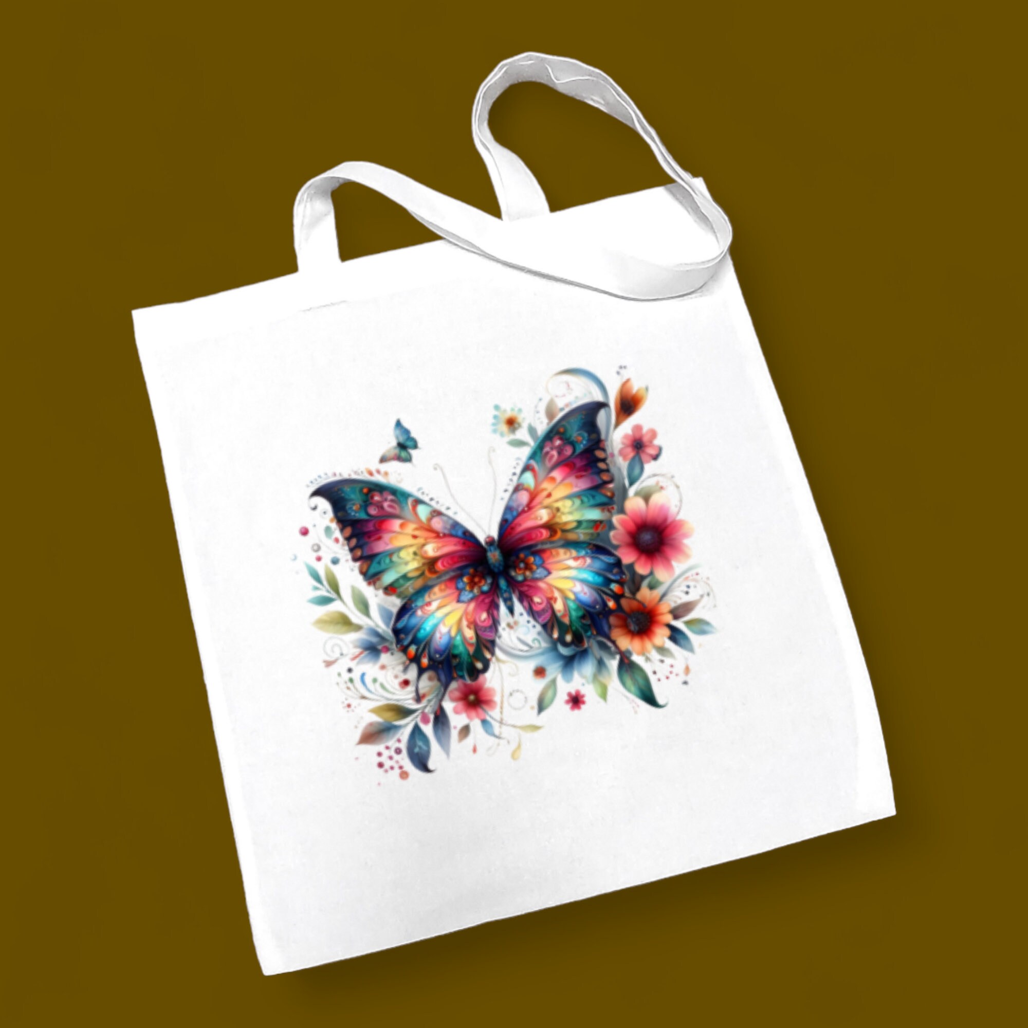 Stofftasche, Stoffbeutel, "Schmetterling, Romantik", Einkaufstasche, Tasche, Geschenk zum Muttertag, Geburtstag, in Weiß oder Beige  #STSUB