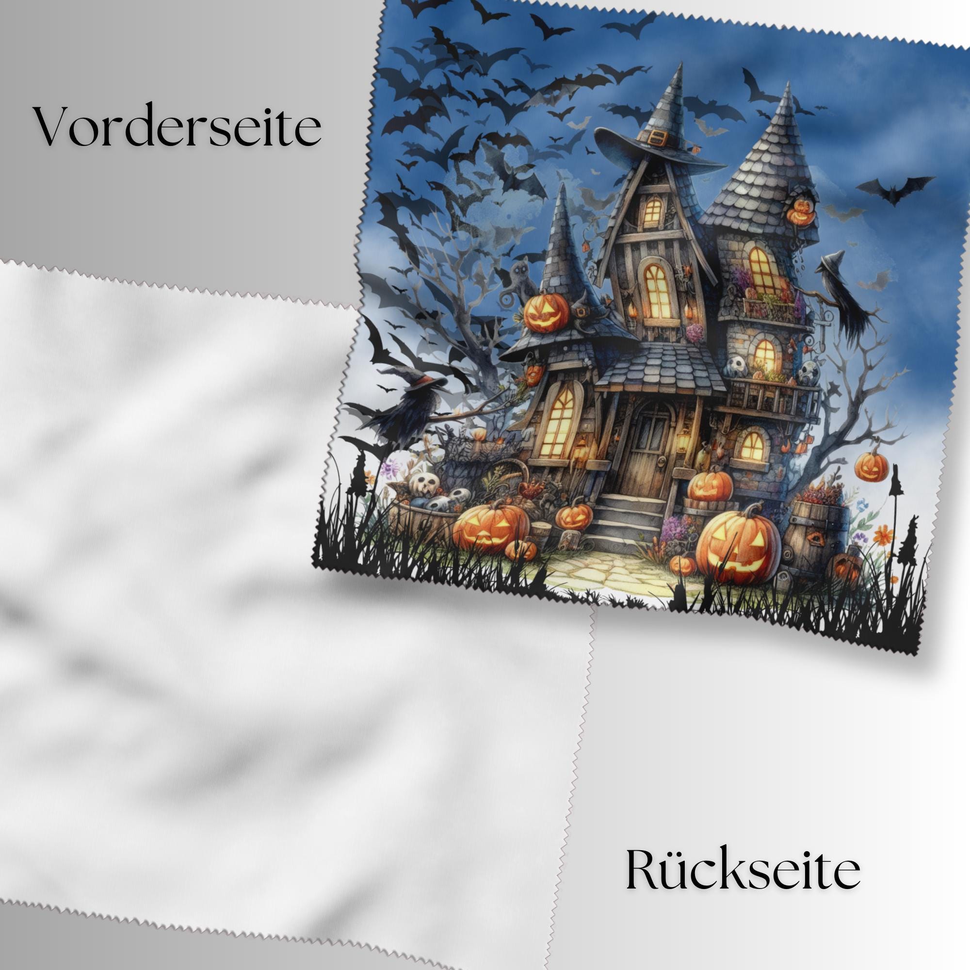 Brillenputztuch Geisterschloss bedrucktes Mikrofasertuch für Sonnenbrille Displays Handy Herbst Geschenk Halloween Mitbringsel #SA4