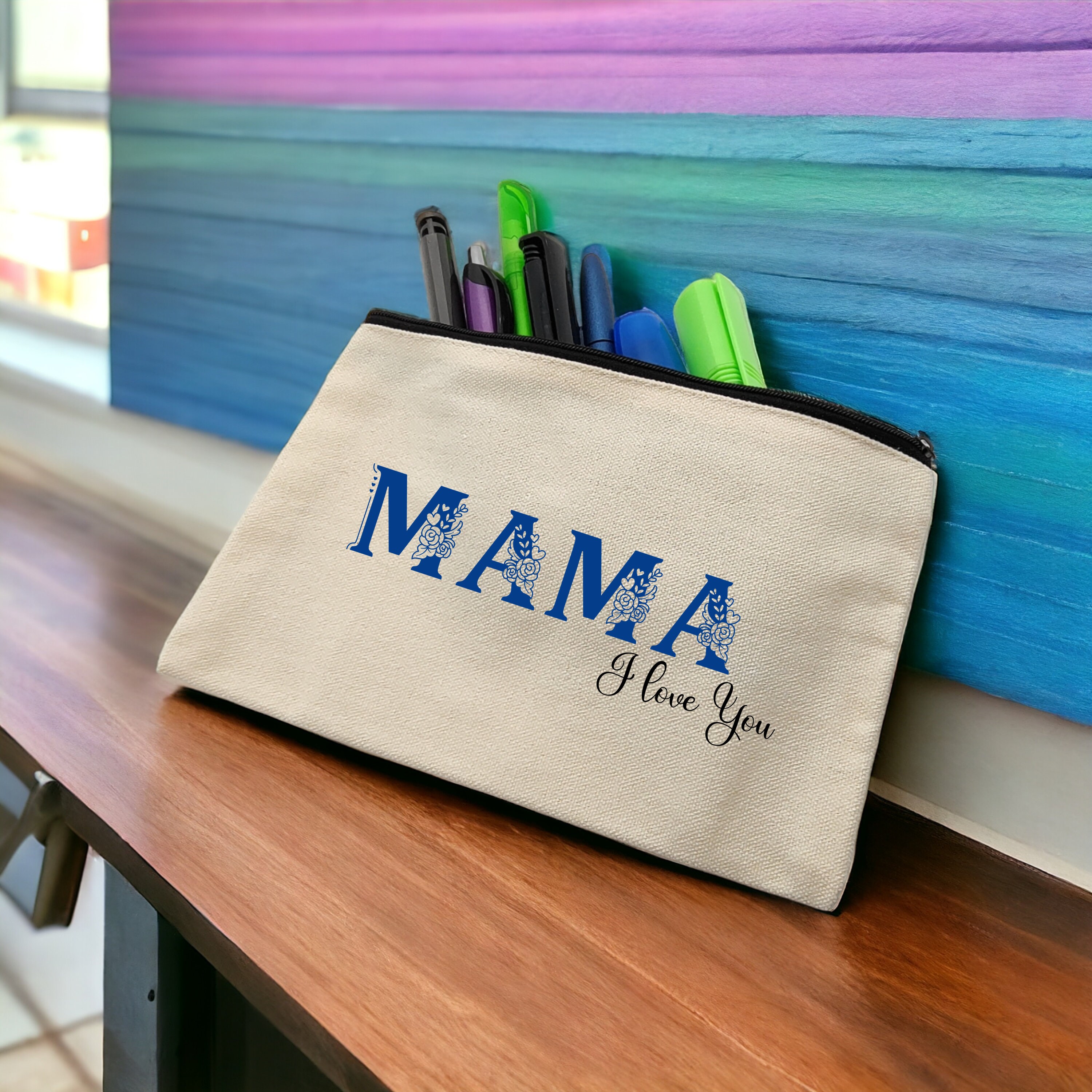 Federmäppchen, Mäppchen für Mama, Kosmetiktasche, kleiner Stoffbeutel mit Reißverschluss, Geschenk Muttertag #FMBAUB Federmäppchen, Mäppchen für Mama, Kosmetiktasche, kleiner Stoffbeutel mit Reißverschluss, Geschenk Muttertag #FMBAUB