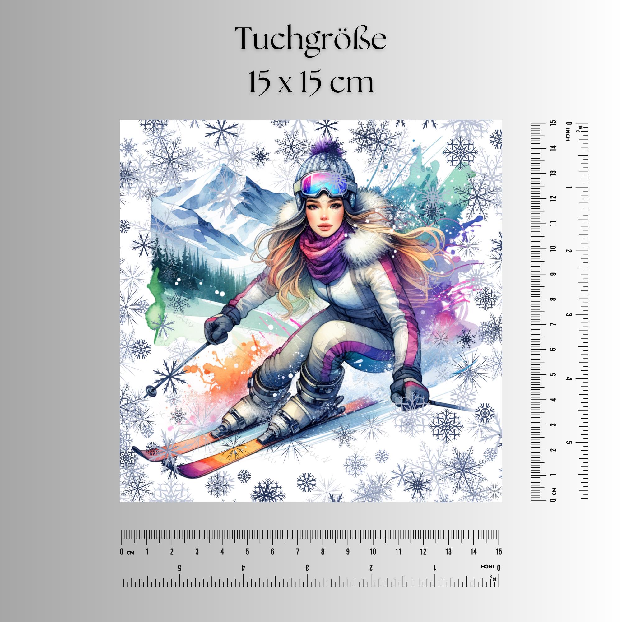 Brillenputztuch Skifahrer Geschenk Skiurlaub Winterurlaub bedrucktes Mikrofasertuch für Brillen, Displays #SP14