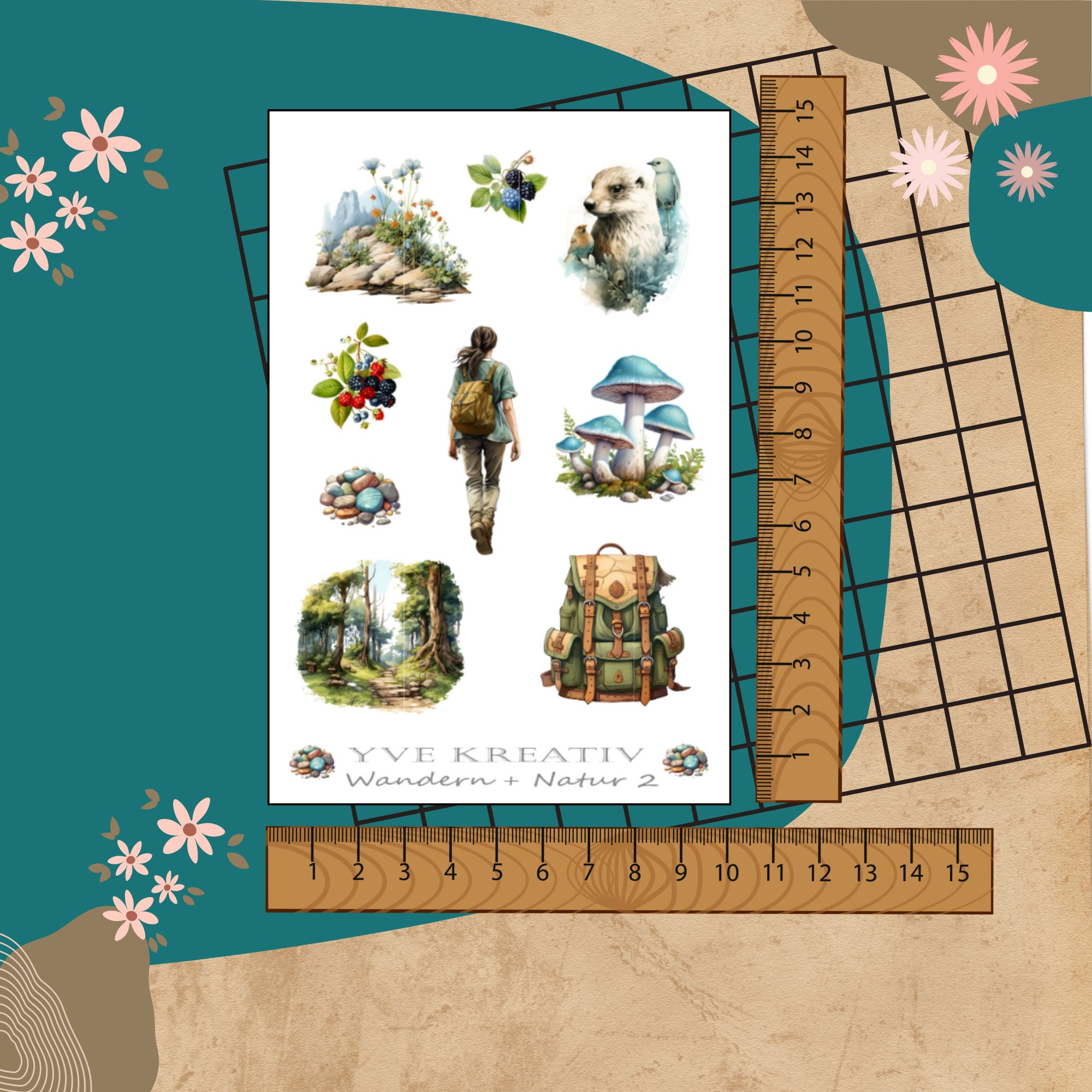 Stickerbogen " Urlaub Reisen Wandern Natur " | Sticker Set - Aufkleber 4 Bögen zur Auswahl in Weiß - Transparent - Matt - Glanz  #SBA6