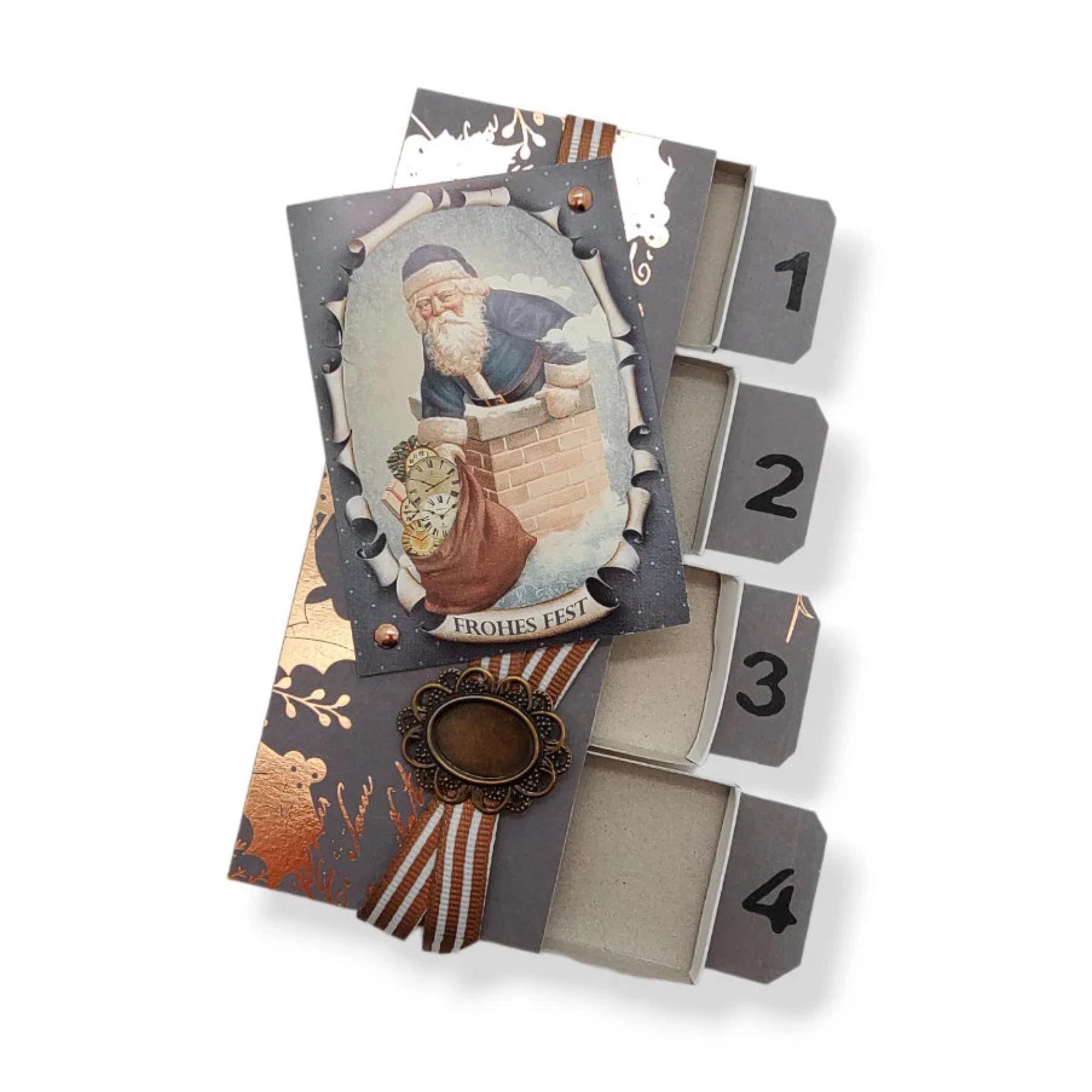 Adventskalender zum Befüllen aus 4 Streichholzschachteln Upcycling kleine Adventsgeschenke Geldgeschenk Weihnachten Mitbringsel #613960910