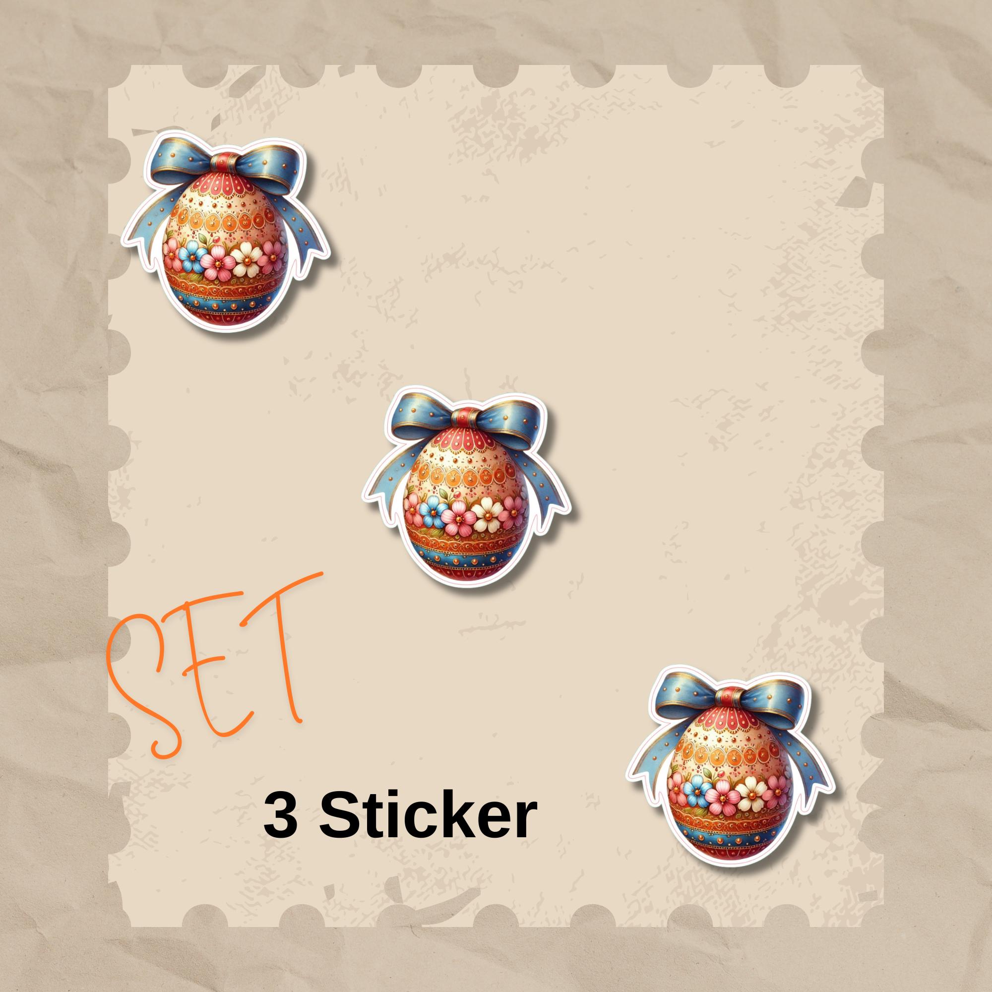 Aufkleber Ostern großer 8 cm Sticker Osterei Deko Osterfest Geschenkaufkleber Dekoei - zur Auswahl in Weiß oder Transparent  #SEG8