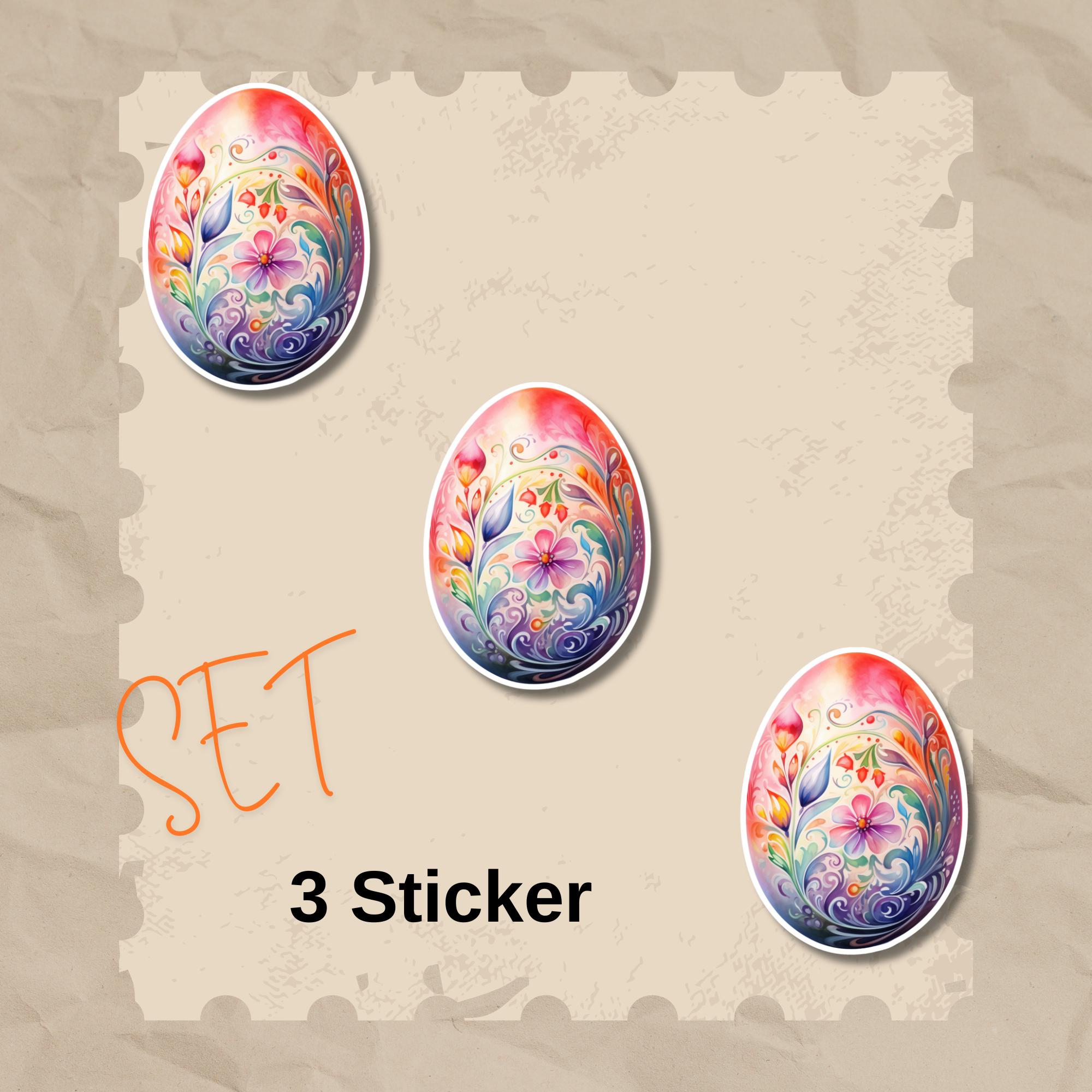 Aufkleber Ostern großer 8 cm Sticker Osterei Deko Osterfest Geschenkaufkleber Dekoei - zur Auswahl in Weiß oder Transparent  #SEG8