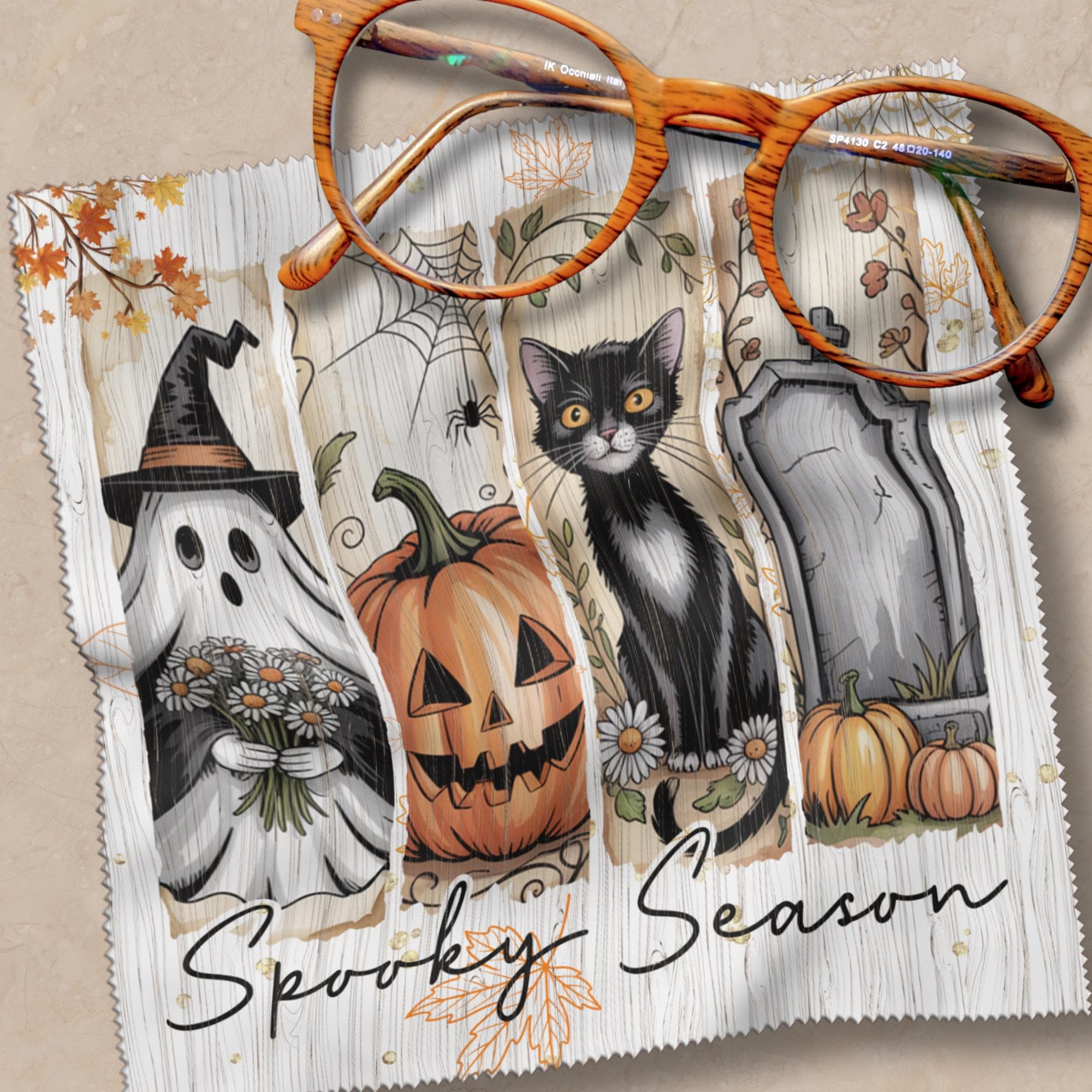 Brillenputztuch Halloween bedrucktes Mikrofasertuch für Sonnenbrille Displays Handy Herbst Geschenk Halloween Mitbringsel Herbst #SA11