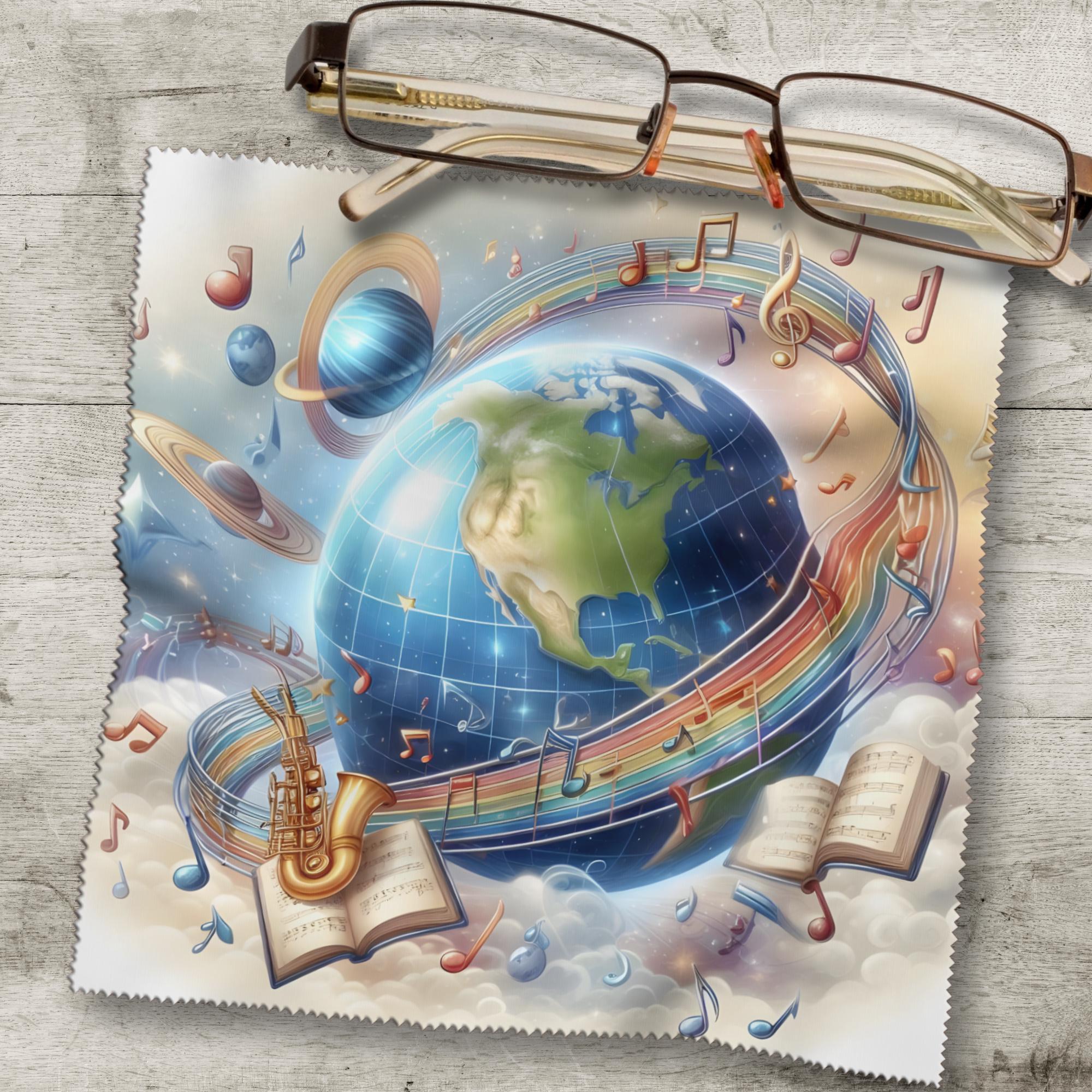 Brillenputztuch Welt der Musik bedrucktes Mikrofasertuch für Sonnenbrille Displays Handy Geschenk Musiker Mitbringsel Musiklehrer #MC15