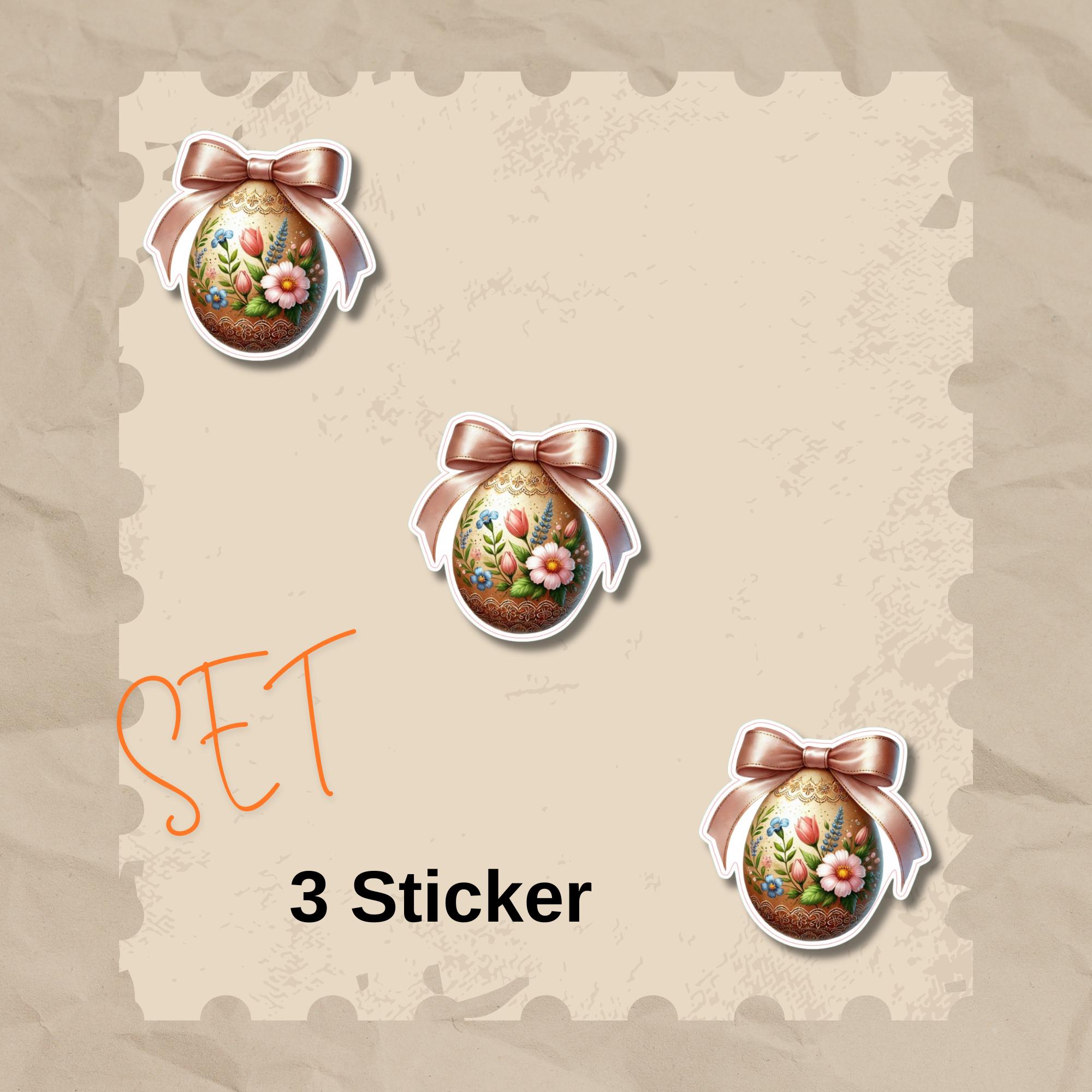 Aufkleber Ostern großer 8 cm Sticker Osterei Deko Osterfest Geschenkaufkleber Dekoei - zur Auswahl in Weiß oder Transparent  #SEG8
