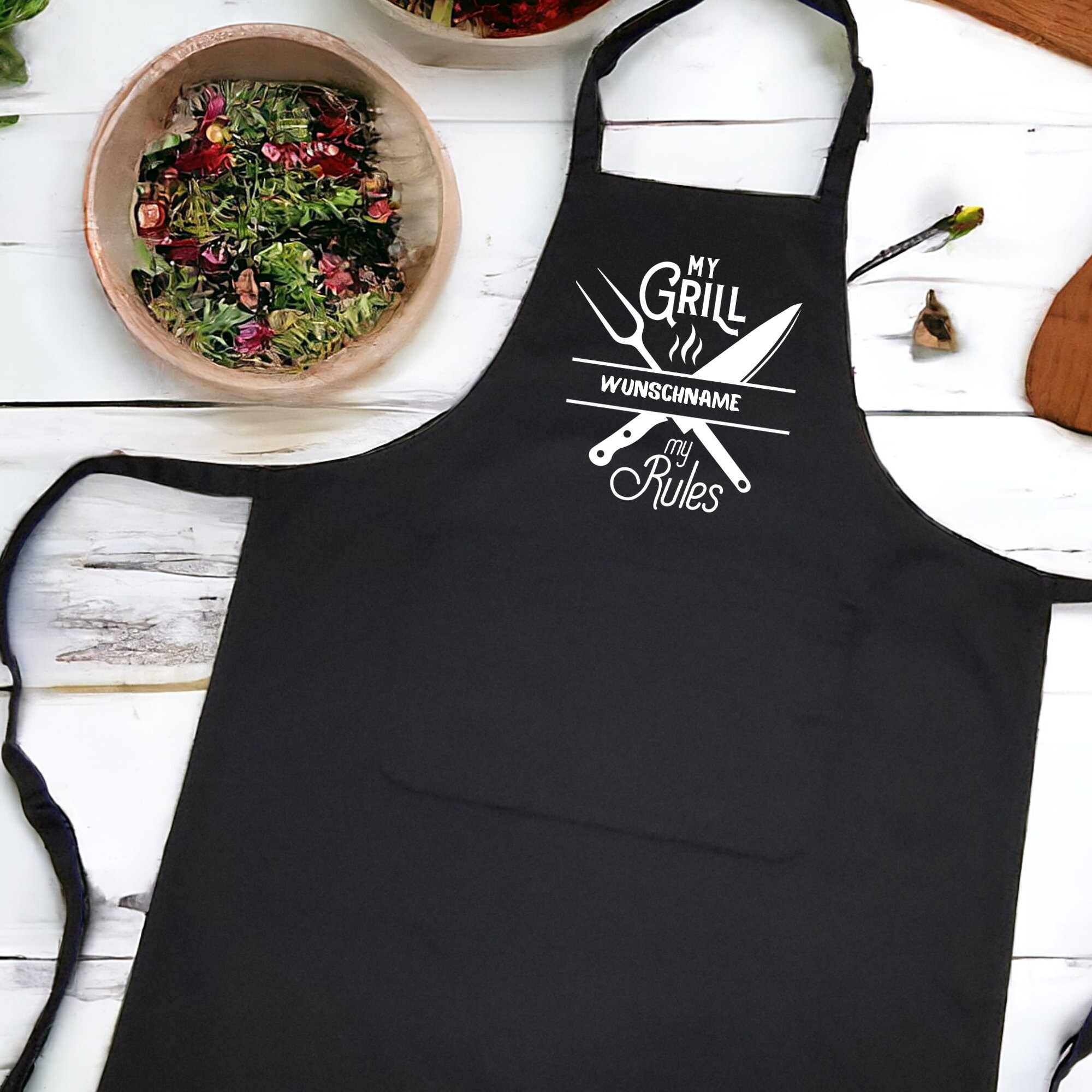 Schürze mit Namen personalisierbar, Grillschürze, Küchenschürze, Kochschürze für Mann, Vater Geschenk, Vatertag  #1662542791