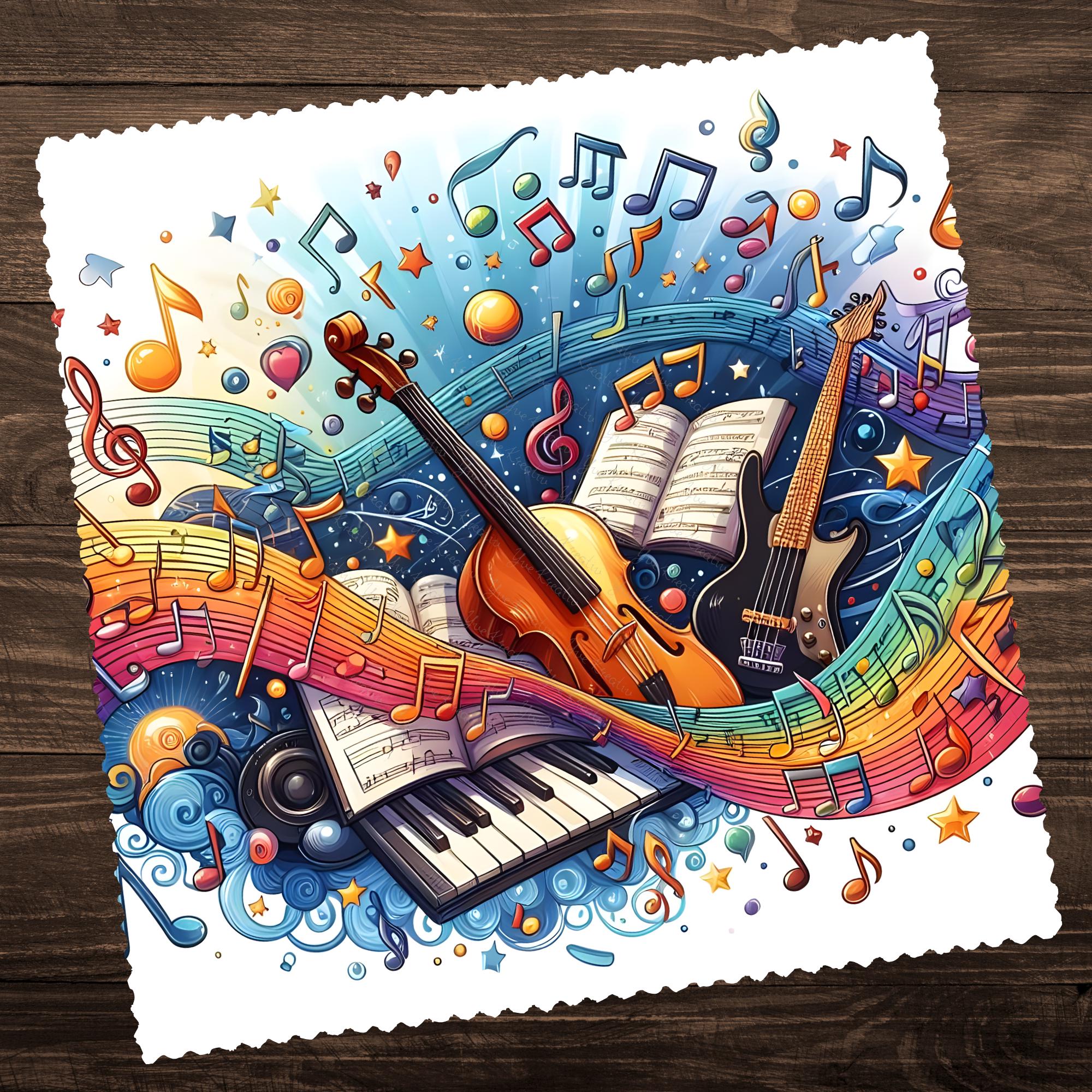 Brillenputztuch Welt der Musik bedrucktes Mikrofasertuch für Sonnenbrille Displays Handy Geschenk Musiker Mitbringsel Musiklehrer #MC16