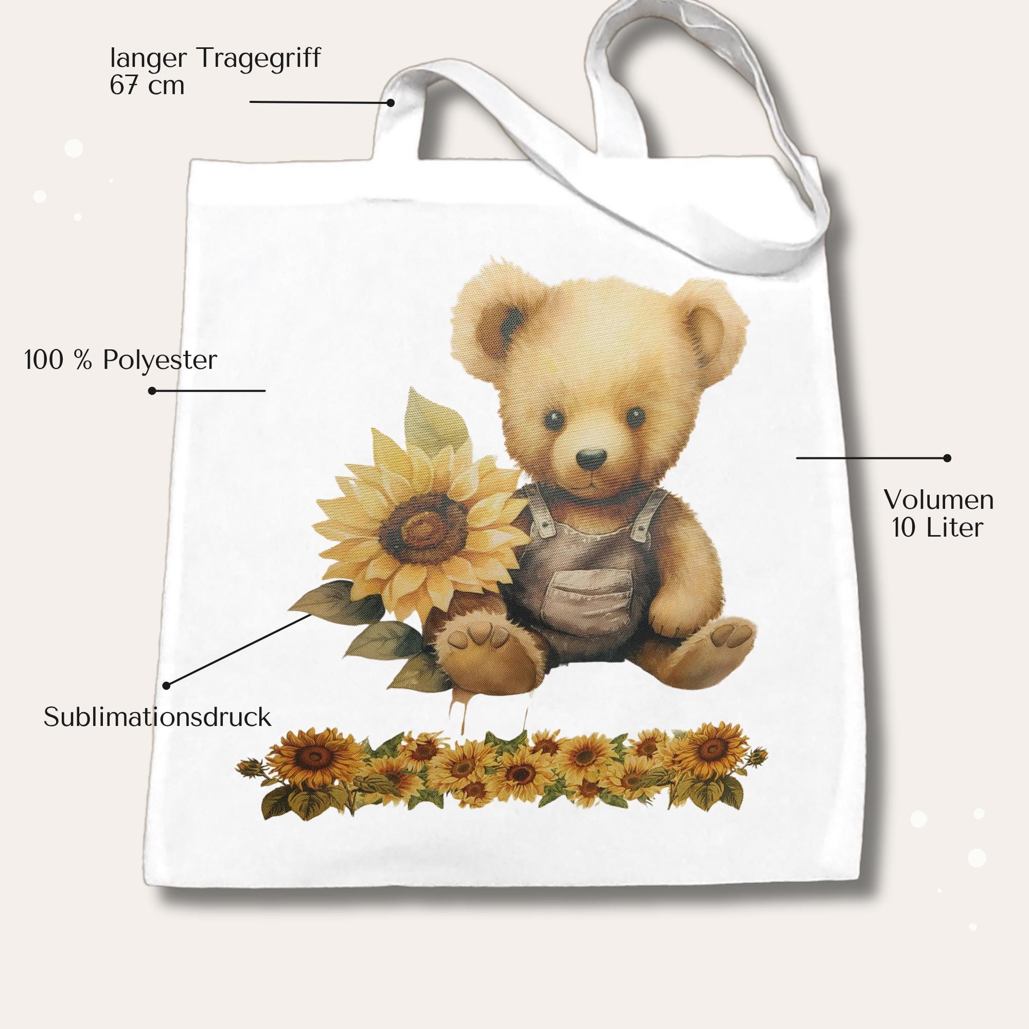 Stofftasche Teddybär Stoffbeutel Teddy Bär Sonnenblume Einkaufstasche Tasche Mitbringsel Geburtstag Geschenk Bärenfreunde #STSUB Stofftasche Teddybär Stoffbeutel Teddy Bär Sonnenblume Einkaufstasche Tasche Mitbringsel Geburtstag Geschenk Bärenfreunde #STSUB