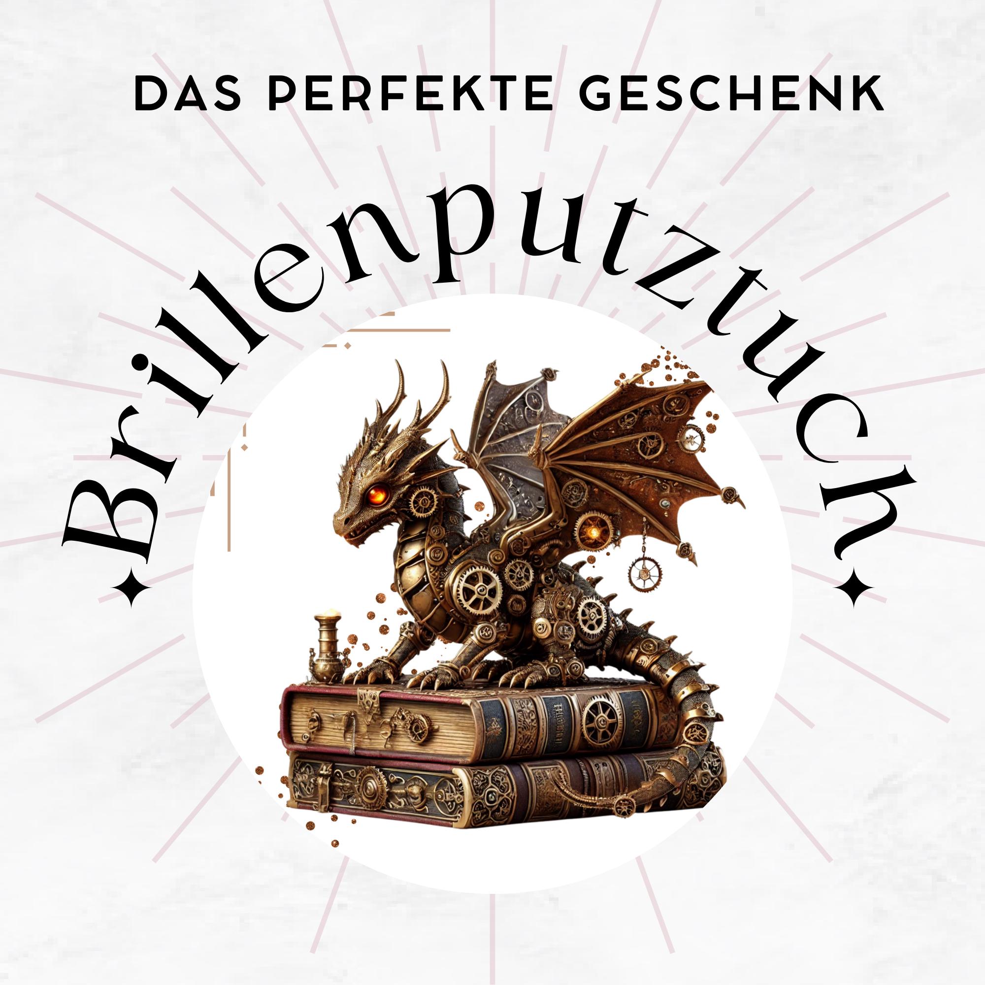 Brillenputztuch Steampunk Drachen ausgefallenes Geschenk bedrucktes Mikrofasertuch für Brillen Tuch für Displays  #FA21