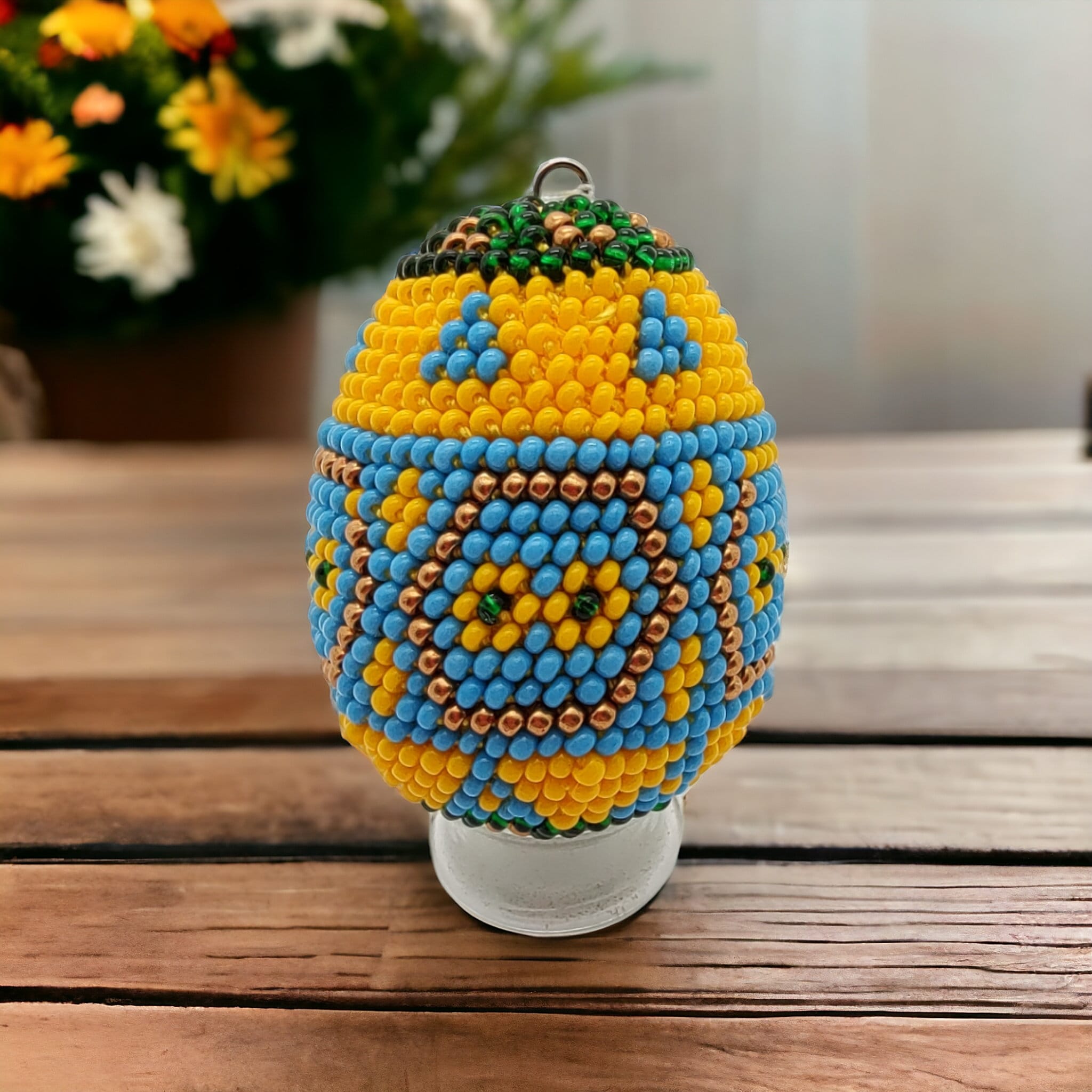 Osterei - Dekoei aus hunderten Miniperlen gehäkelt Osterdekoration Osterschmuck zum Aufhängen #781483921