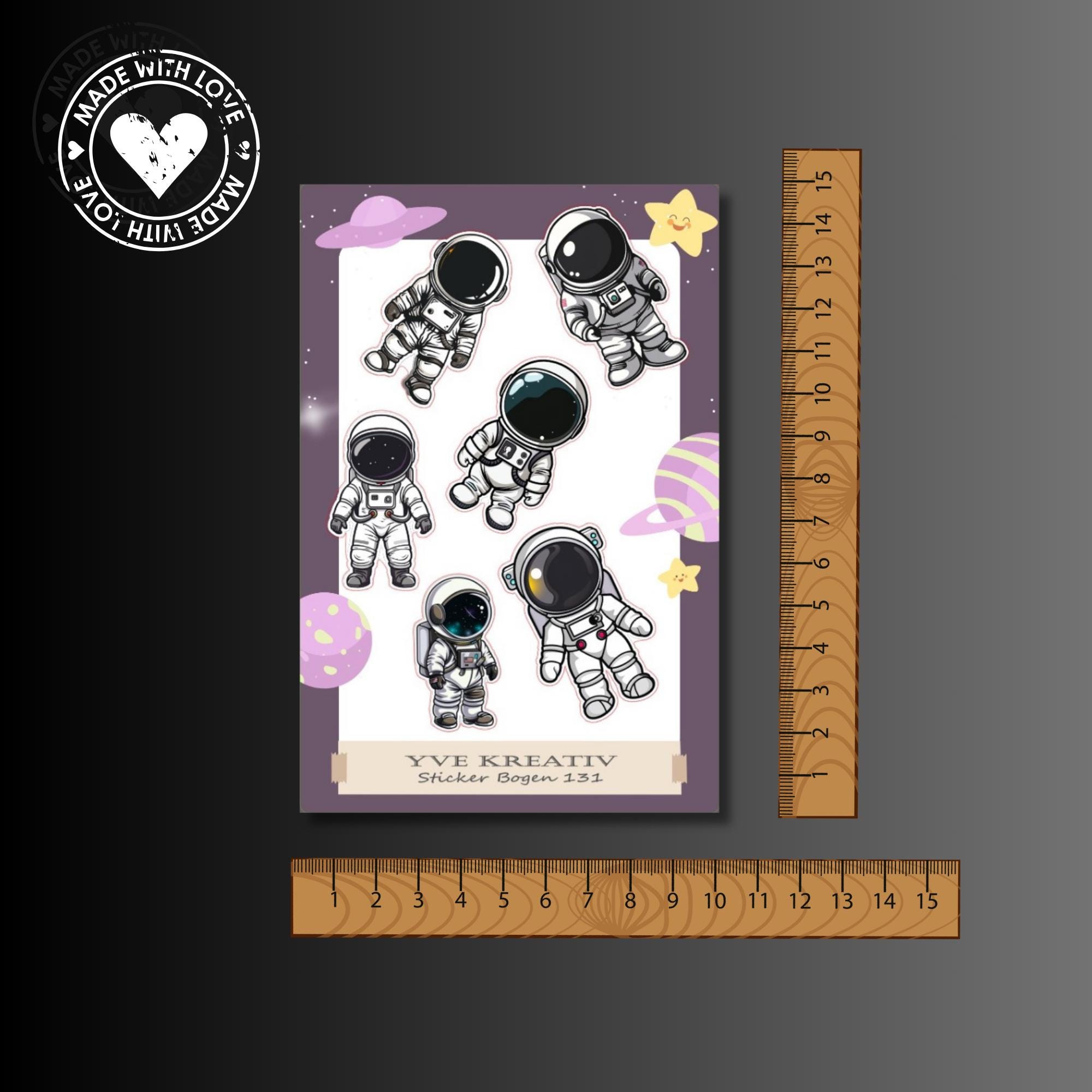 Aufkleber Bogen "Astronaut Weltall" | Sticker Set - Aufkleber 3 Stickerbogen zur Auswahl in Weiß - Transparent - Matt - Glanz  #SBA6