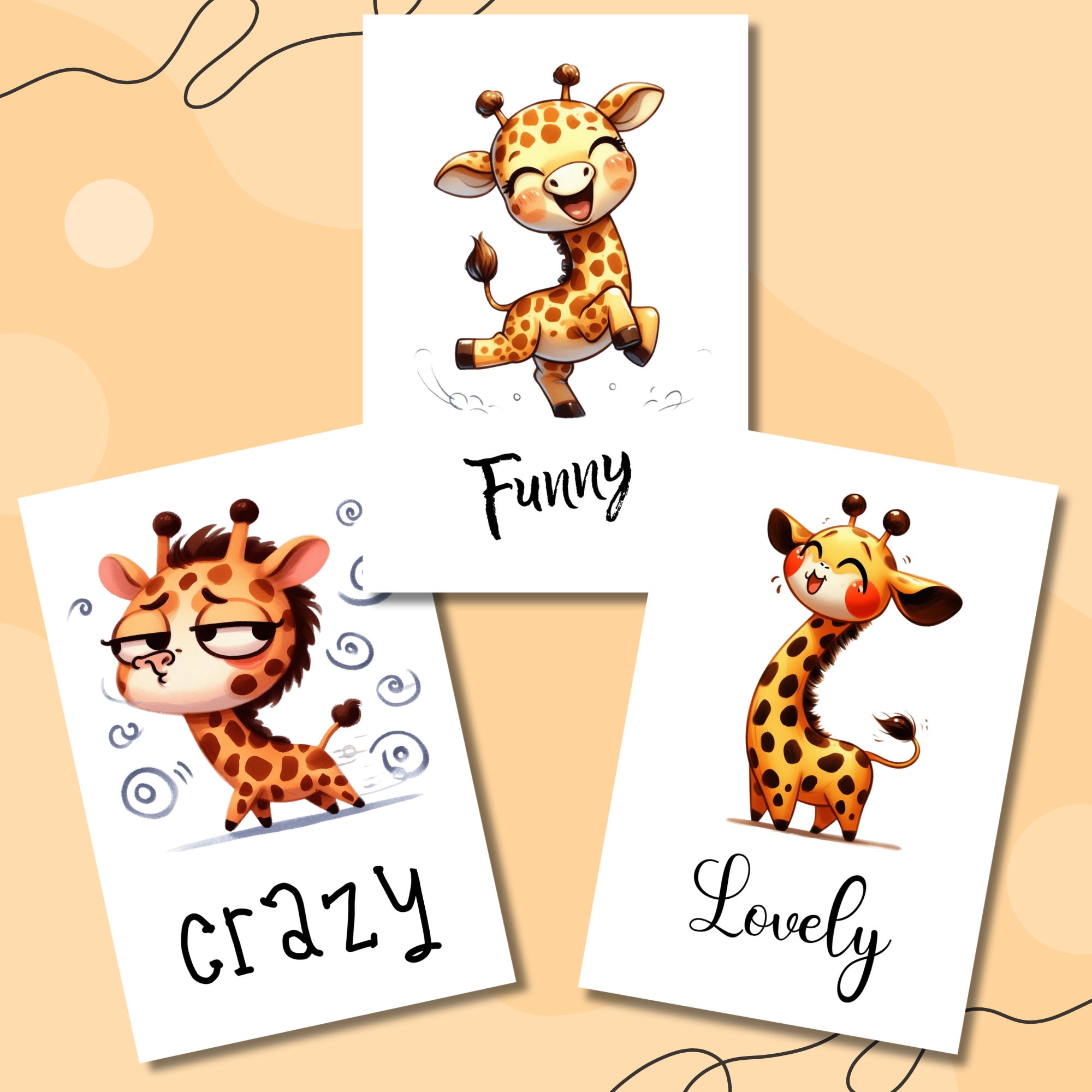 Postkarte, Grußkarte, Karte zum Geburtstag I Crazy, Funny, Lovely, Giraffe