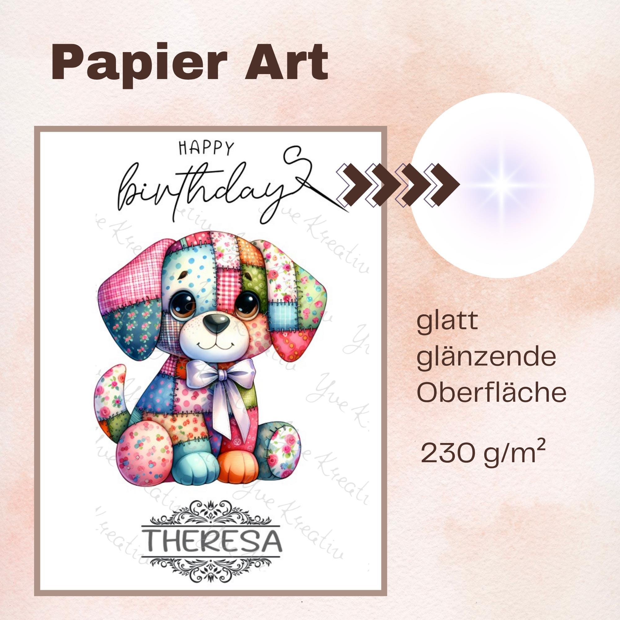 Postkarte Hund personalisiert mit Namen Grußkarte Happy Birthday Karte Geburtstag Geburtstagskarte Patchwork Stil #PHO Postkarte Hund personalisiert mit Namen Grußkarte Happy Birthday Karte Geburtstag Geburtstagskarte Patchwork Stil #PHO