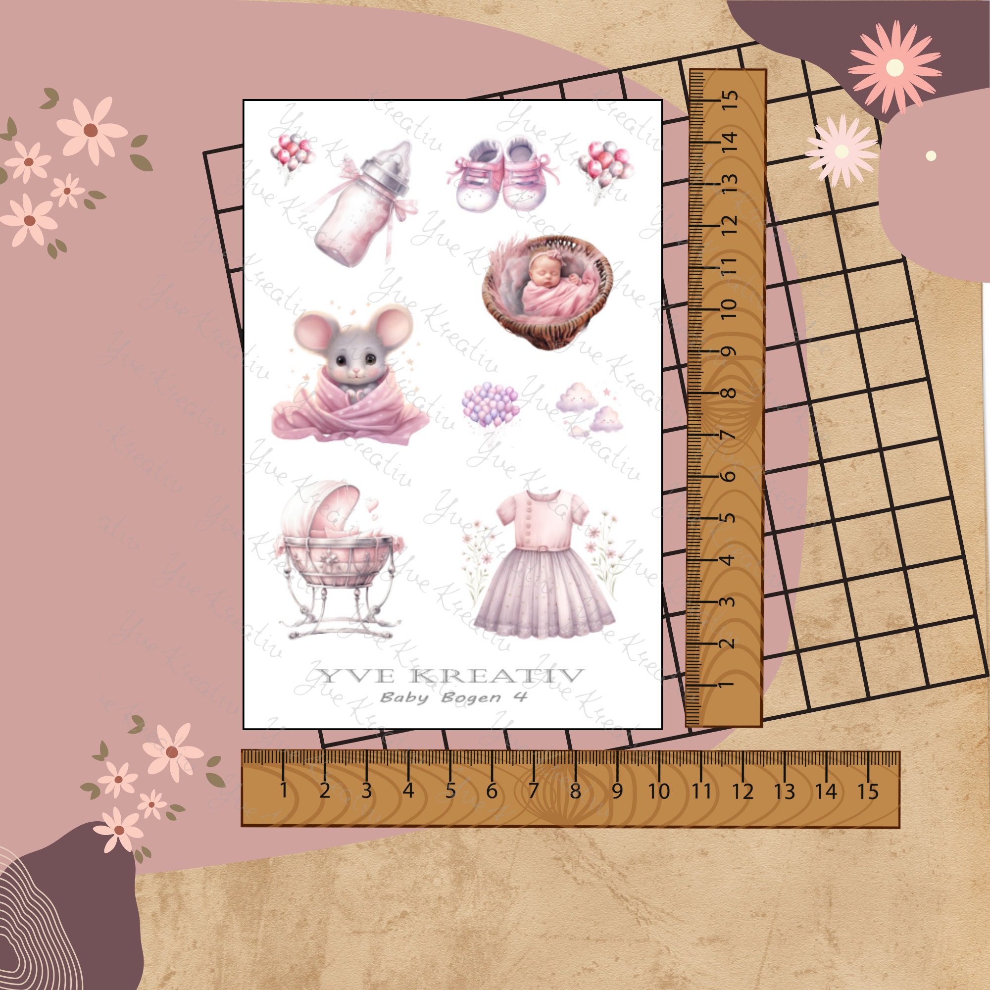 Stickerbogen "Baby Girl - Babyparty - Geburt" | Sticker Set - Aufkleber 2 Bögen zur Auswahl in Weiß - Transparent - Matt - Glanz  #SBA6