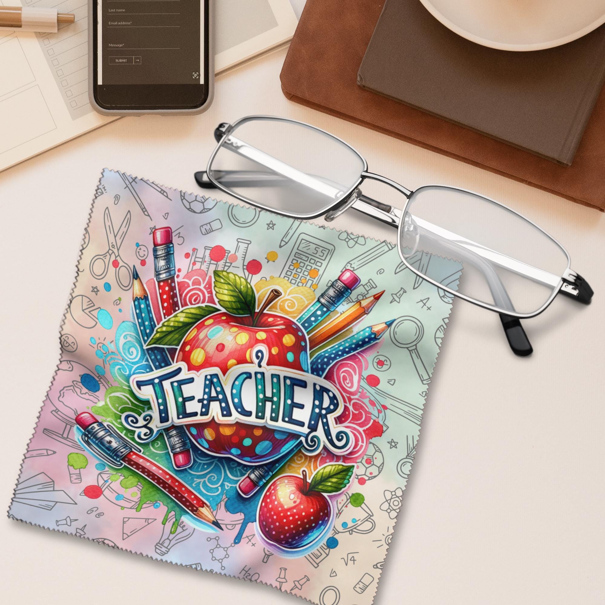 Bedrucktes Mikrofasertuch für Brillen und Bildschirme Brillenputztuch Geschenk für Lehrer #BE3 Bedrucktes Mikrofasertuch für Brillen und Bildschirme Brillenputztuch Geschenk für Lehrer #BE3