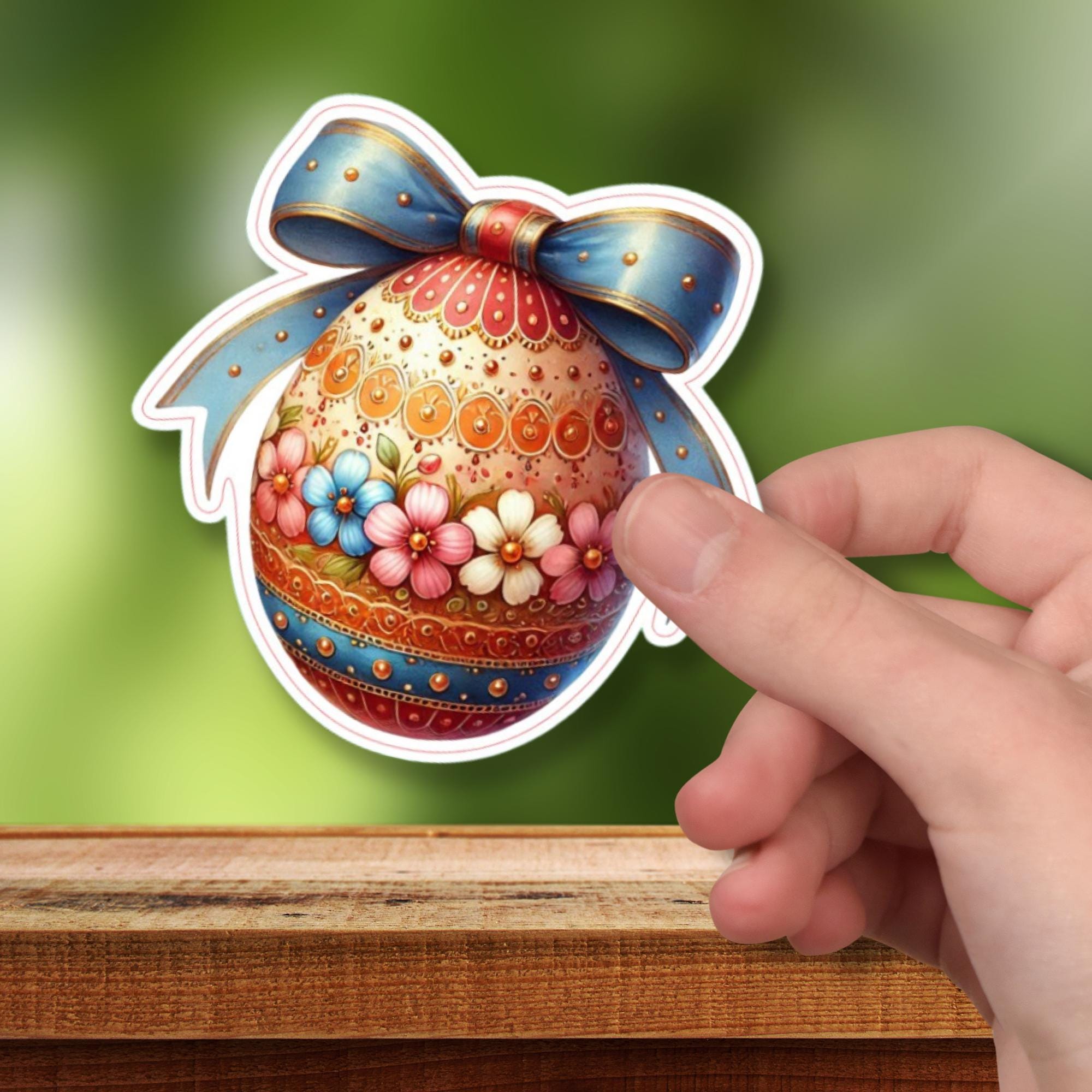 Aufkleber Ostern großer 8 cm Sticker Osterei Deko Osterfest Geschenkaufkleber Dekoei - zur Auswahl in Weiß oder Transparent  #SEG8