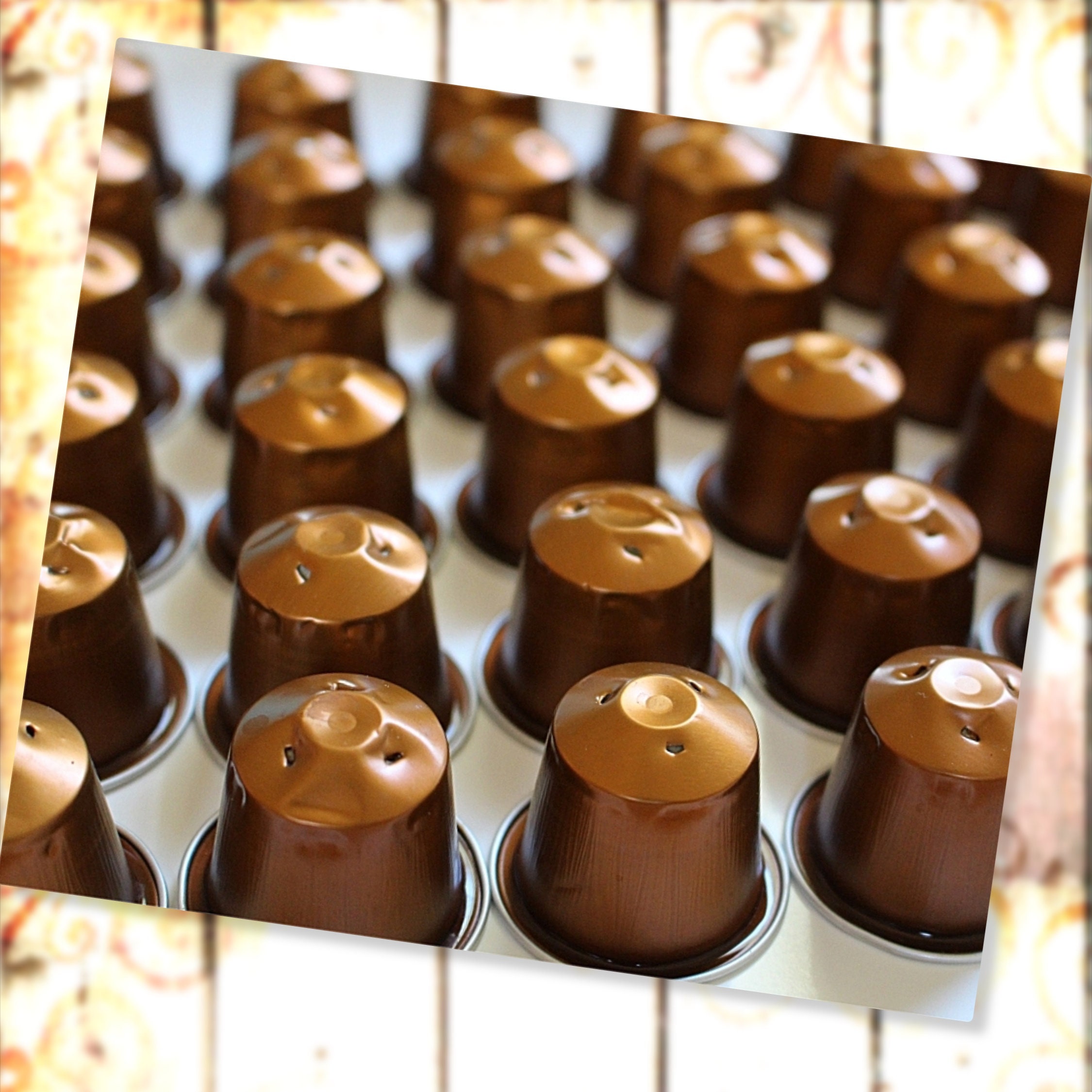 10 leere Kaffeekapseln Farbe : kupfer  #KNS