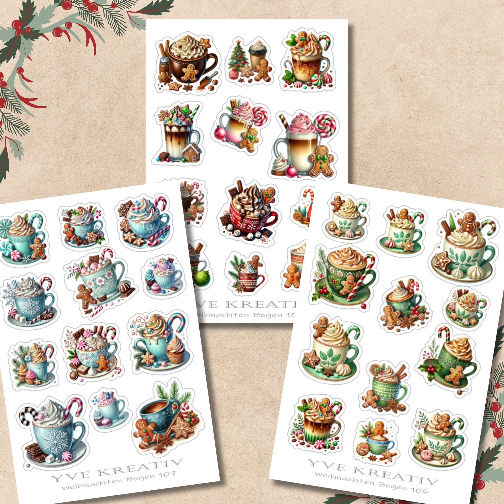 Aufkleber Weihnachtssticker Bogen | Sticker Set - 3 Stickerbogen zur Auswahl in Weiß - Transparent - Matt - Glanz  #SBA6