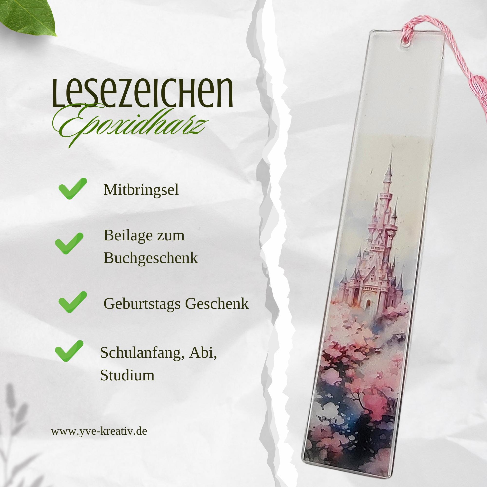 Lesezeichen aus Epoxidharz Märchenschloss Geschenk Geburtstag Mitbringsel zum Buchgeschenk Geschenkidee Buchzeichen transparent #LEEPOX