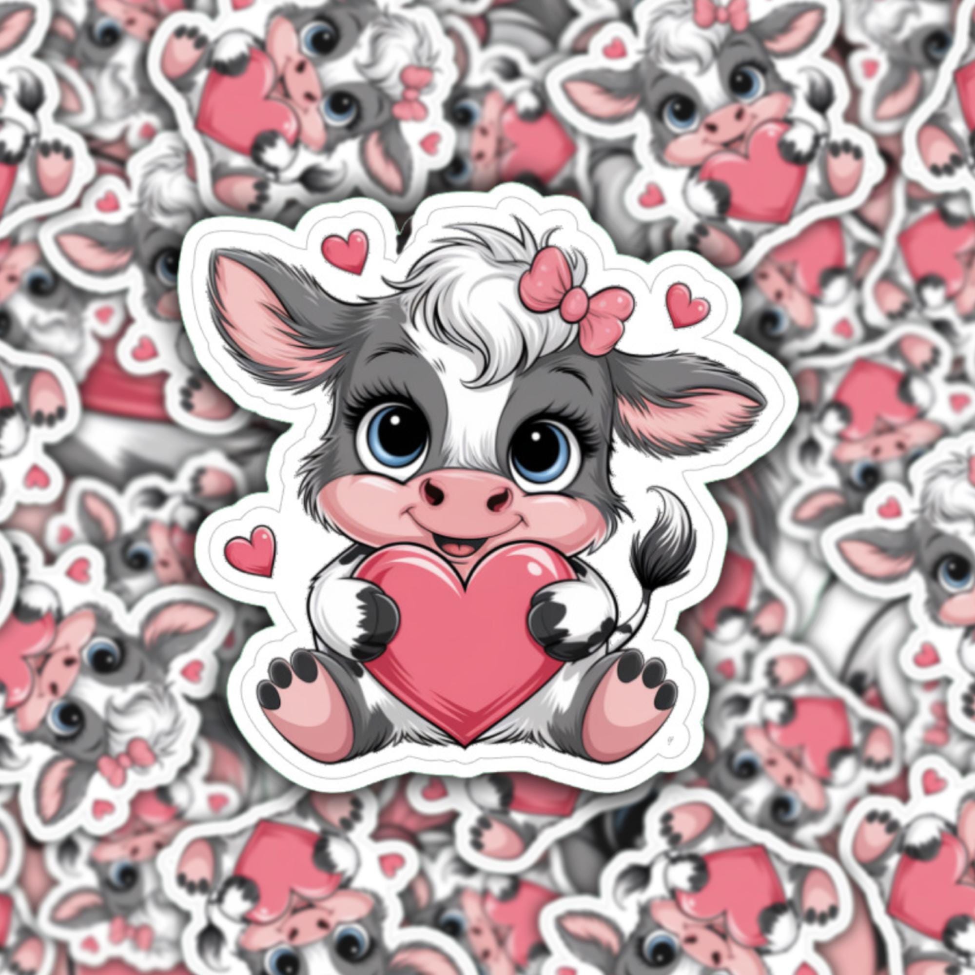Großer Aufkleber, Love Cow Sticker, großer Koffer Sticker, Kofferaufkleber  -  zur Auswahl in Weiß oder Transparent  #SEG8
