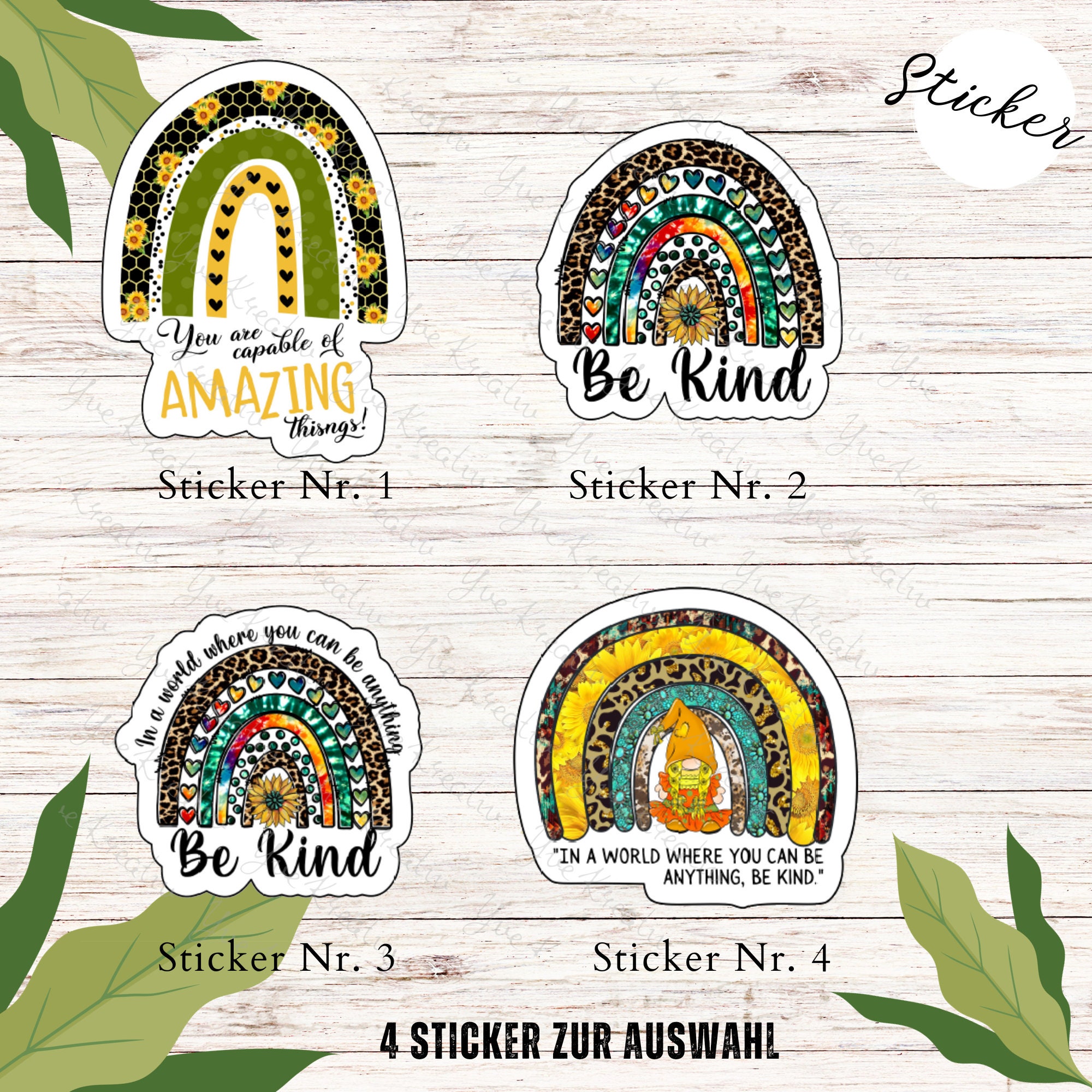 Sticker, Aufkleber - Regenbogen | großer Sticker - Journal Sticker - 4 Sticker zur Auswahl in Weiß oder Transparent #SEG8 Sticker, Aufkleber - Regenbogen | großer Sticker - Journal Sticker - 4 Sticker zur Auswahl in Weiß oder Transparent #SEG8